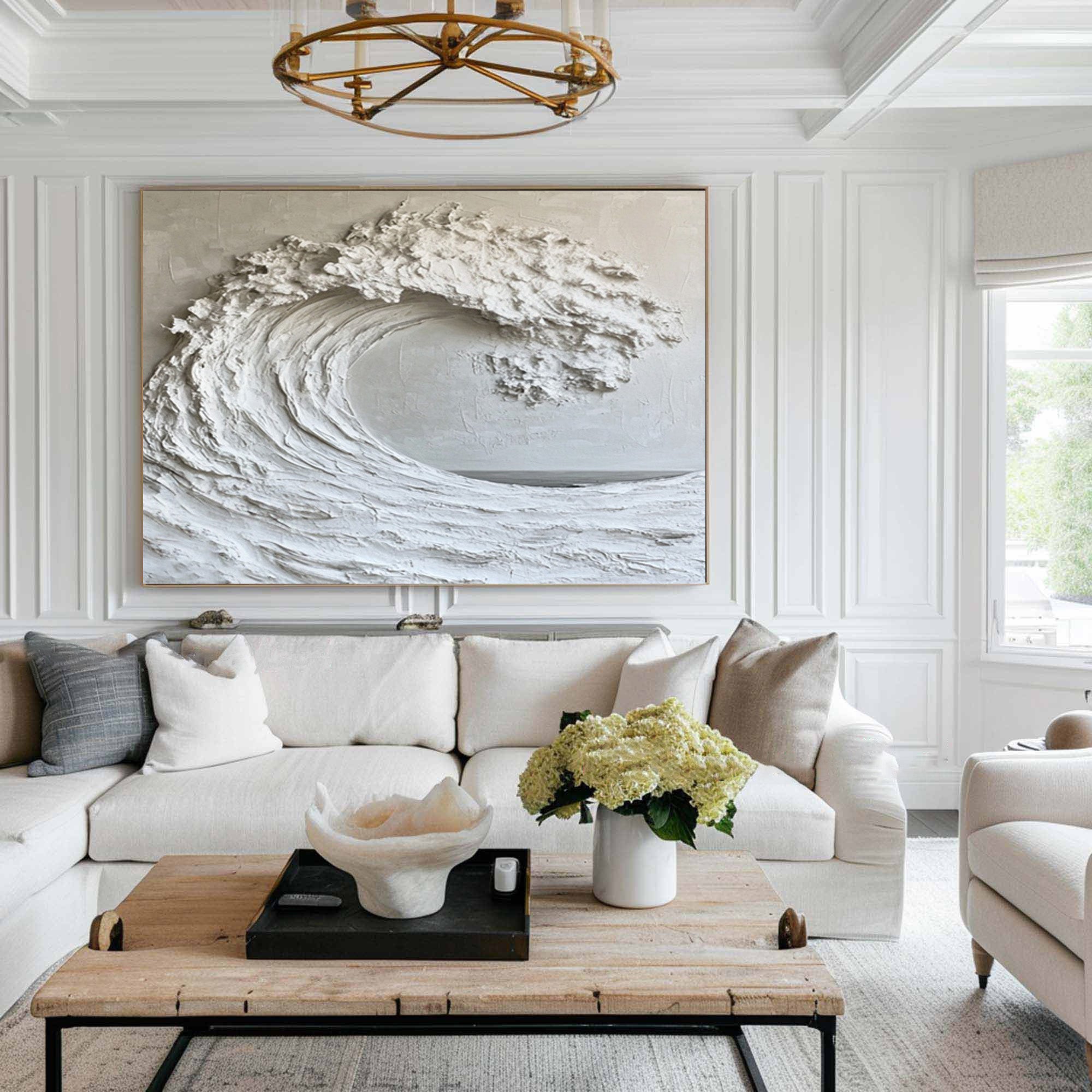 Impasto Ocean Painting Modern Beach House Wall Art #WG 048