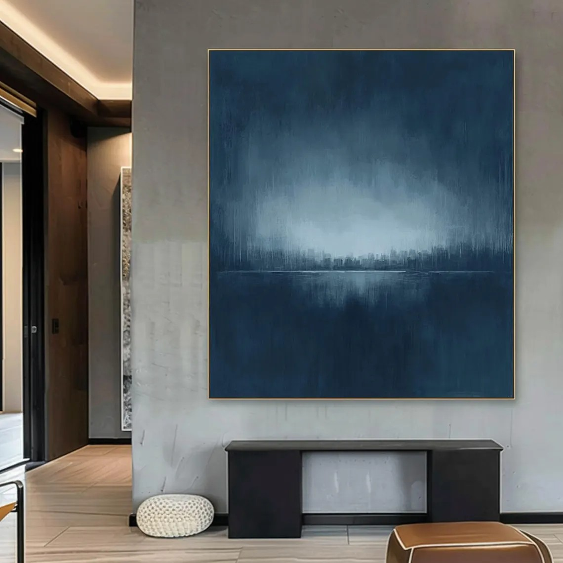 Urban Haze: Abstract Blue Cityscape, Atmospheric Depth Art #BGA 165