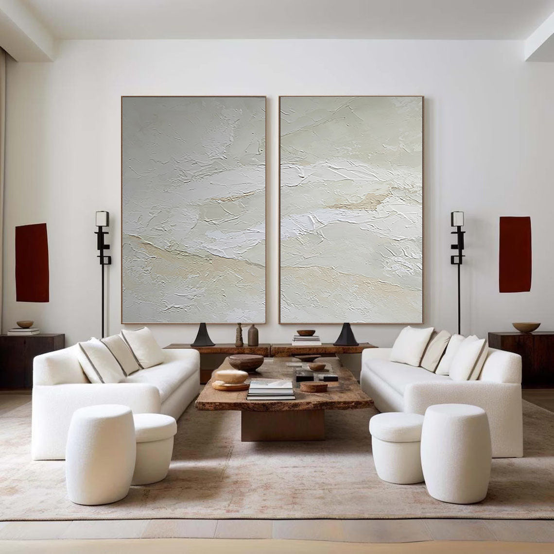 White Minimalist Painting Set Of 2 #WMS 019