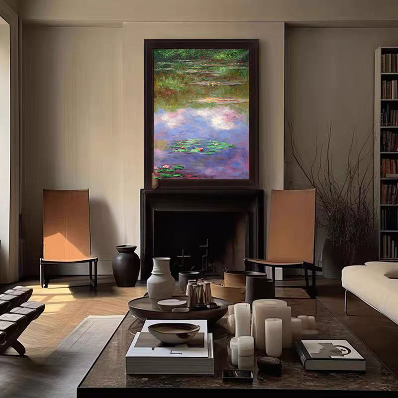 Monet Style Water Lilies, Vertical Floral Abstract #BGA 180