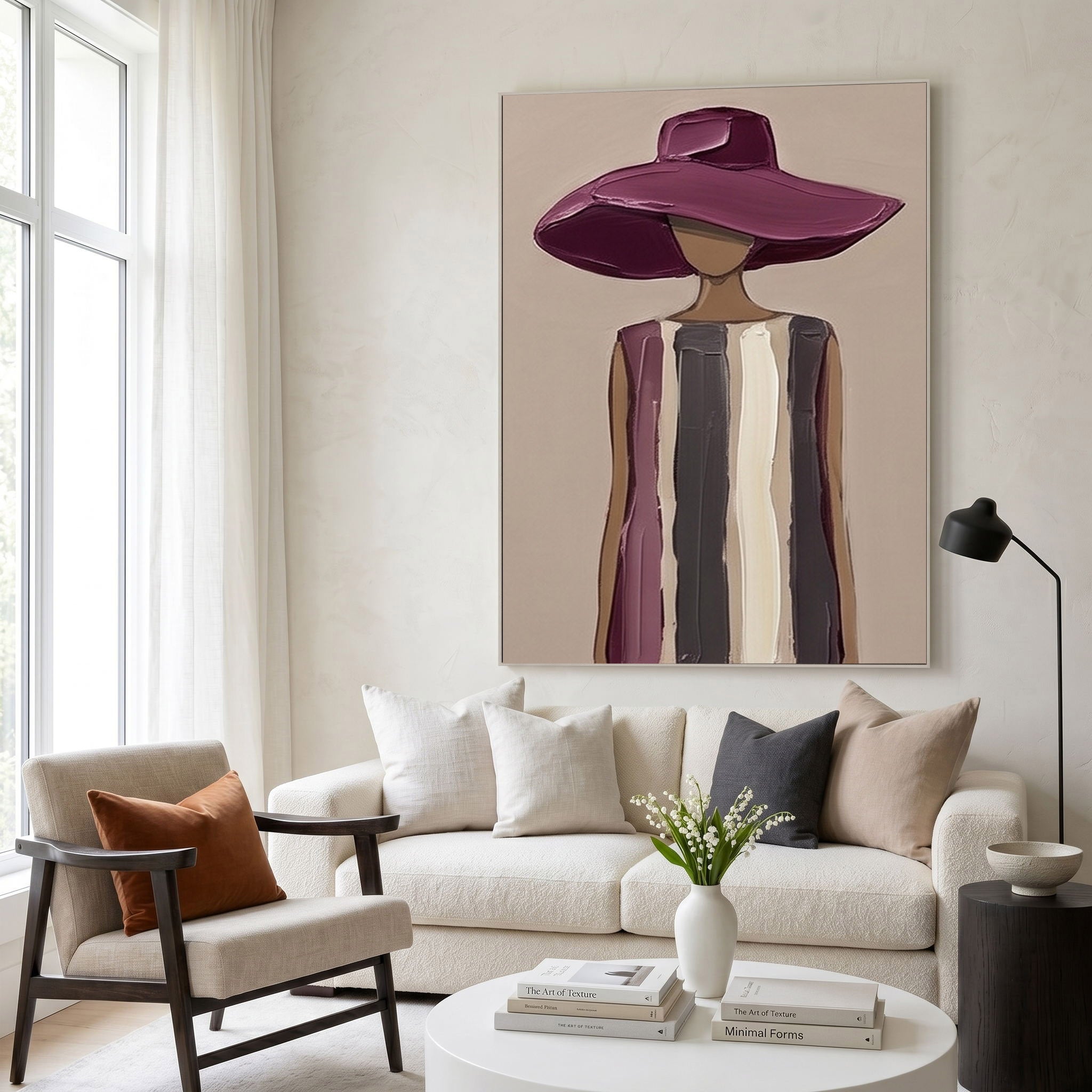 Large Woman Portrait Wall Art Abstract Oil Painting Cowgirl Cowboy Vintage Americana Art Western Woman Figure Minimalist Home Decor