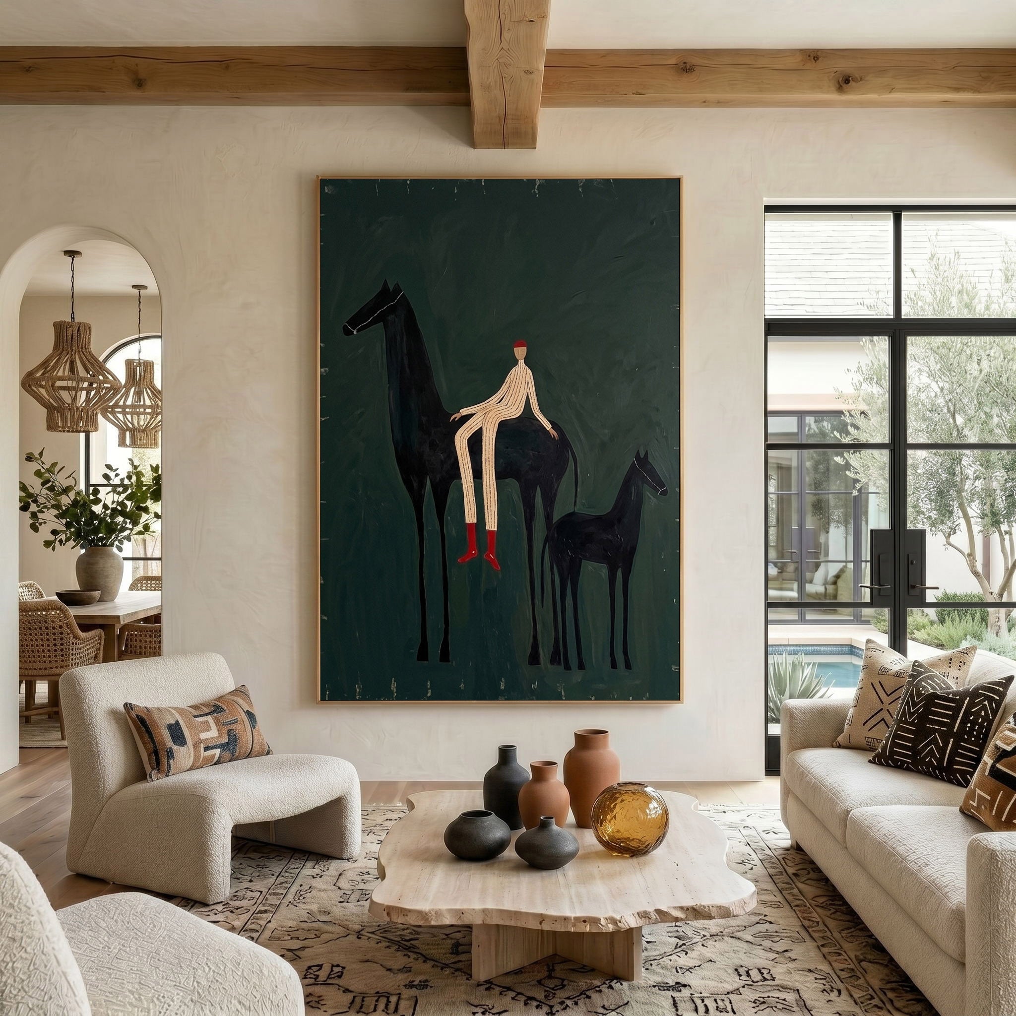 Large Cowboy Horse Wall Art Contemporary Western Horse Painting