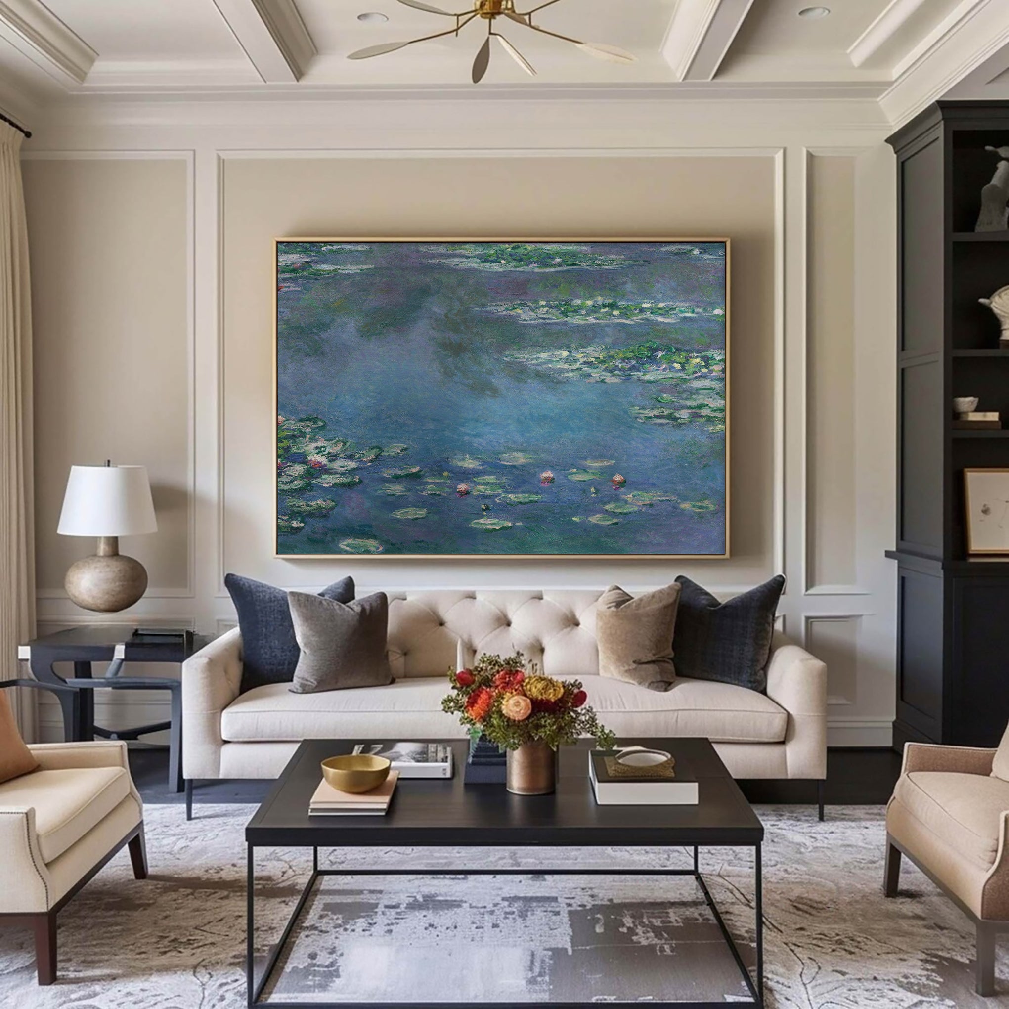 Water Lily Pond At Dusk, Impressionistic Wall Art #BGA 072