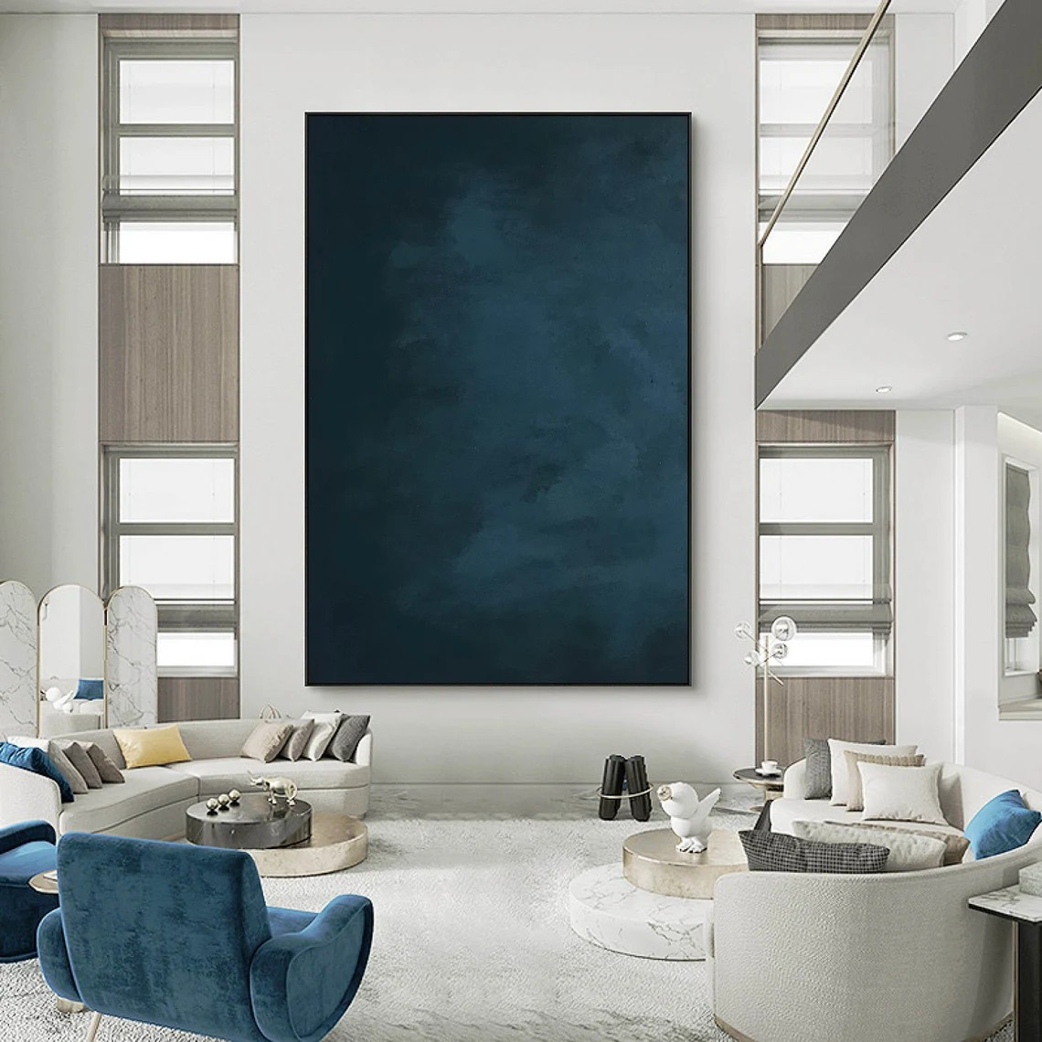 Deep Blue Minimalist Painting, Subtle Contemporary Piece #BGA 133