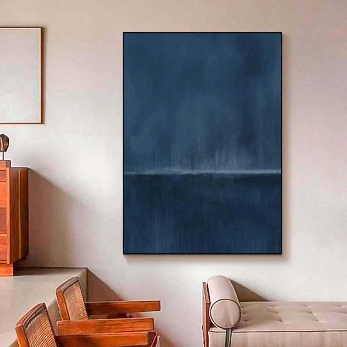 Deep Blue Gradient Minimalist Art, Contemporary Wall Painting #BGA 131