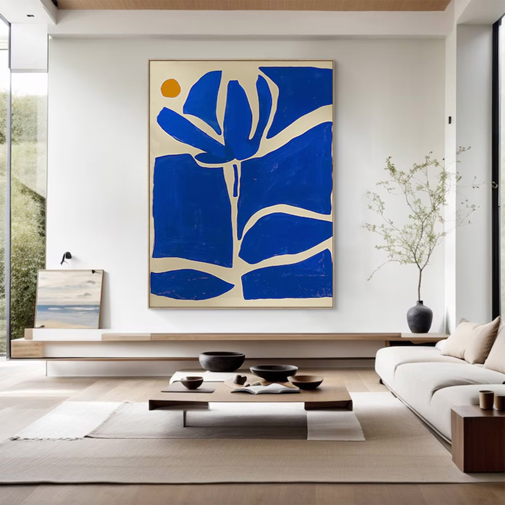Large Abstract Blue Botanical Art | MuroArt #WG 096