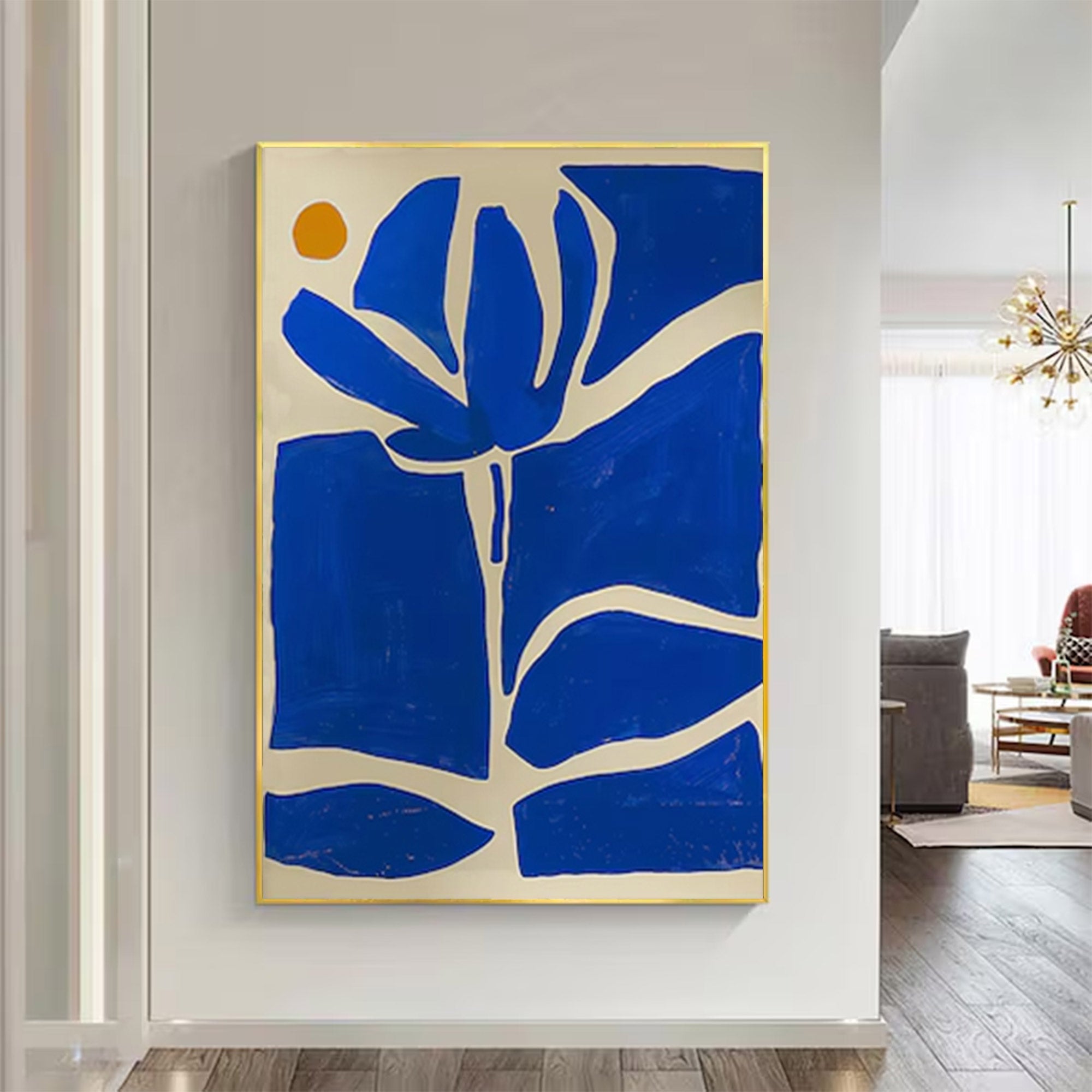 Large Abstract Blue Botanical Art | MuroArt #WG 096