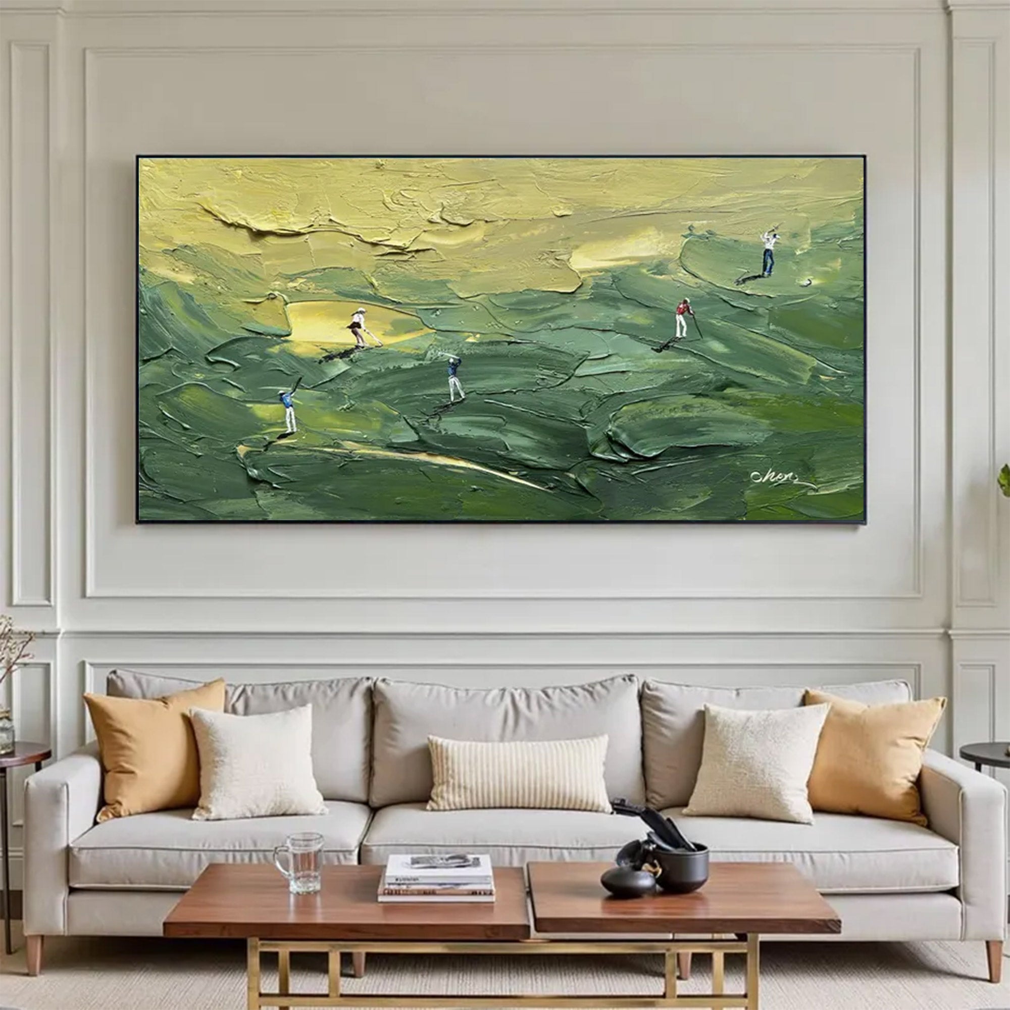 Large Abstract Green Impasto Canvas | MuroArt #WGA 034