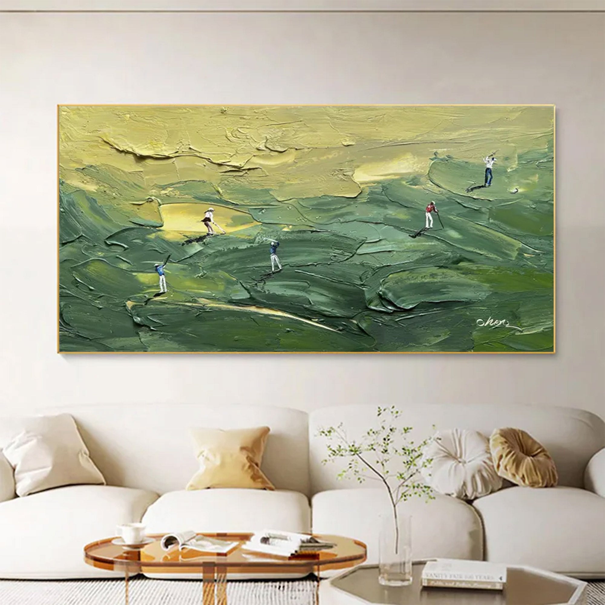 Large Abstract Green Impasto Canvas | MuroArt #WGA 034