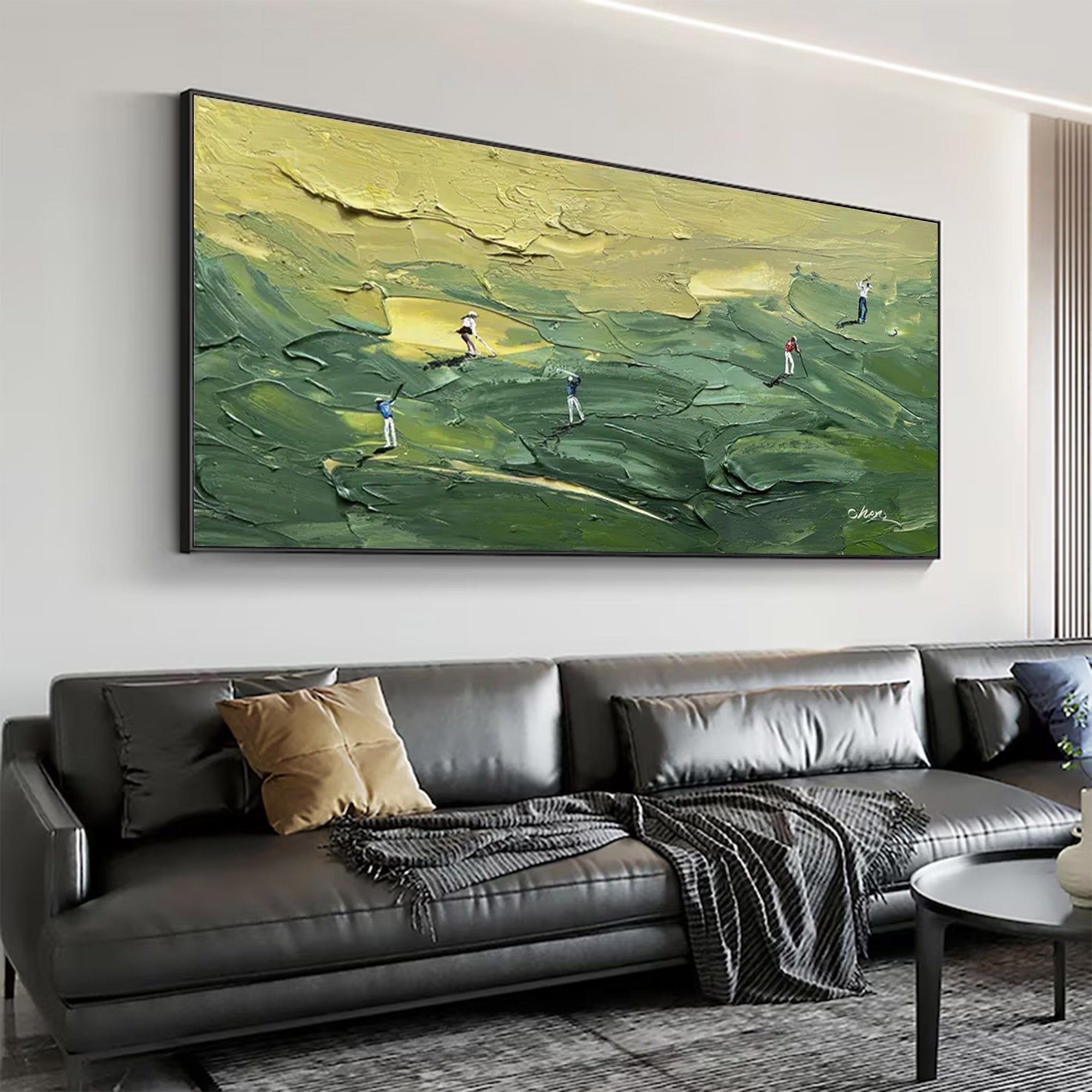 Large Abstract Green Impasto Canvas | MuroArt #WGA 034