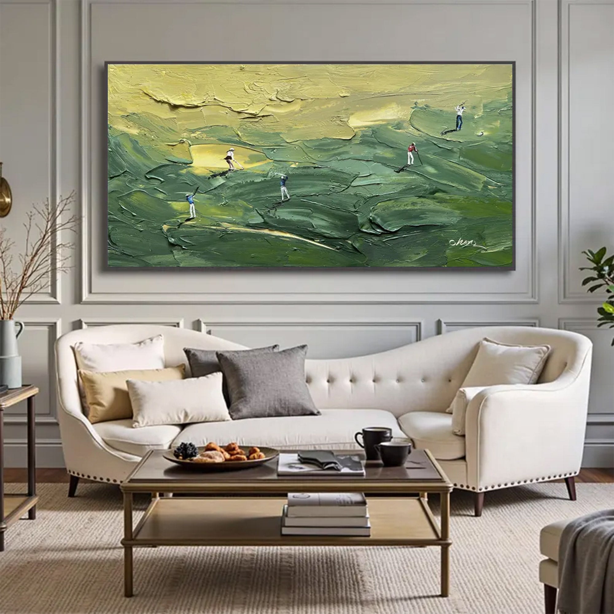 Large Abstract Green Impasto Canvas | MuroArt #WGA 034