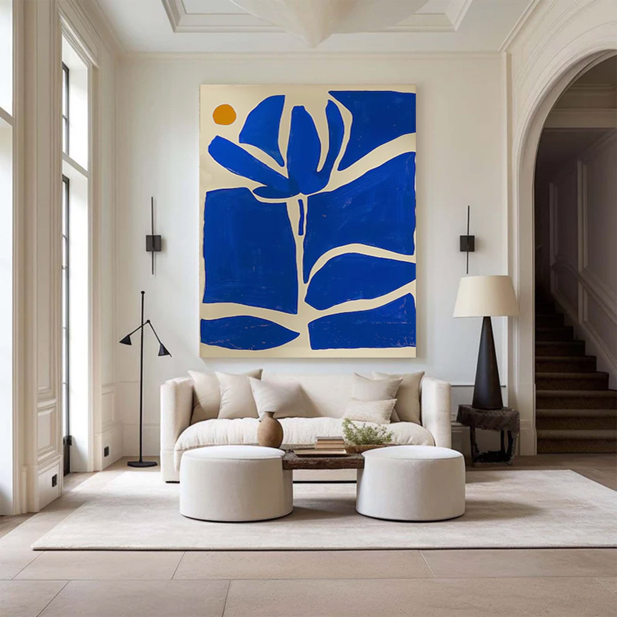 Large Abstract Blue Botanical Art | MuroArt #WG 096