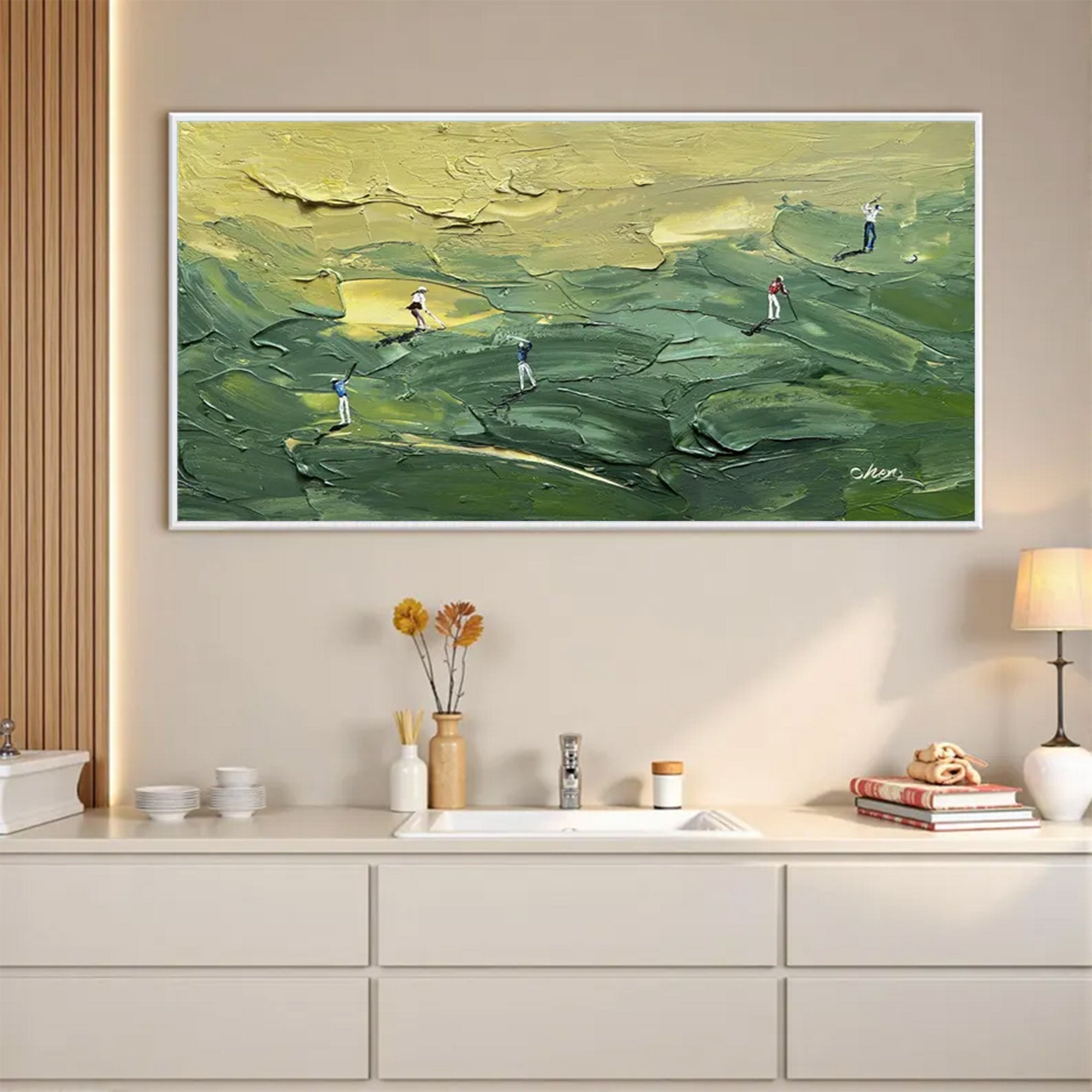 Large Abstract Green Impasto Canvas | MuroArt #WGA 034