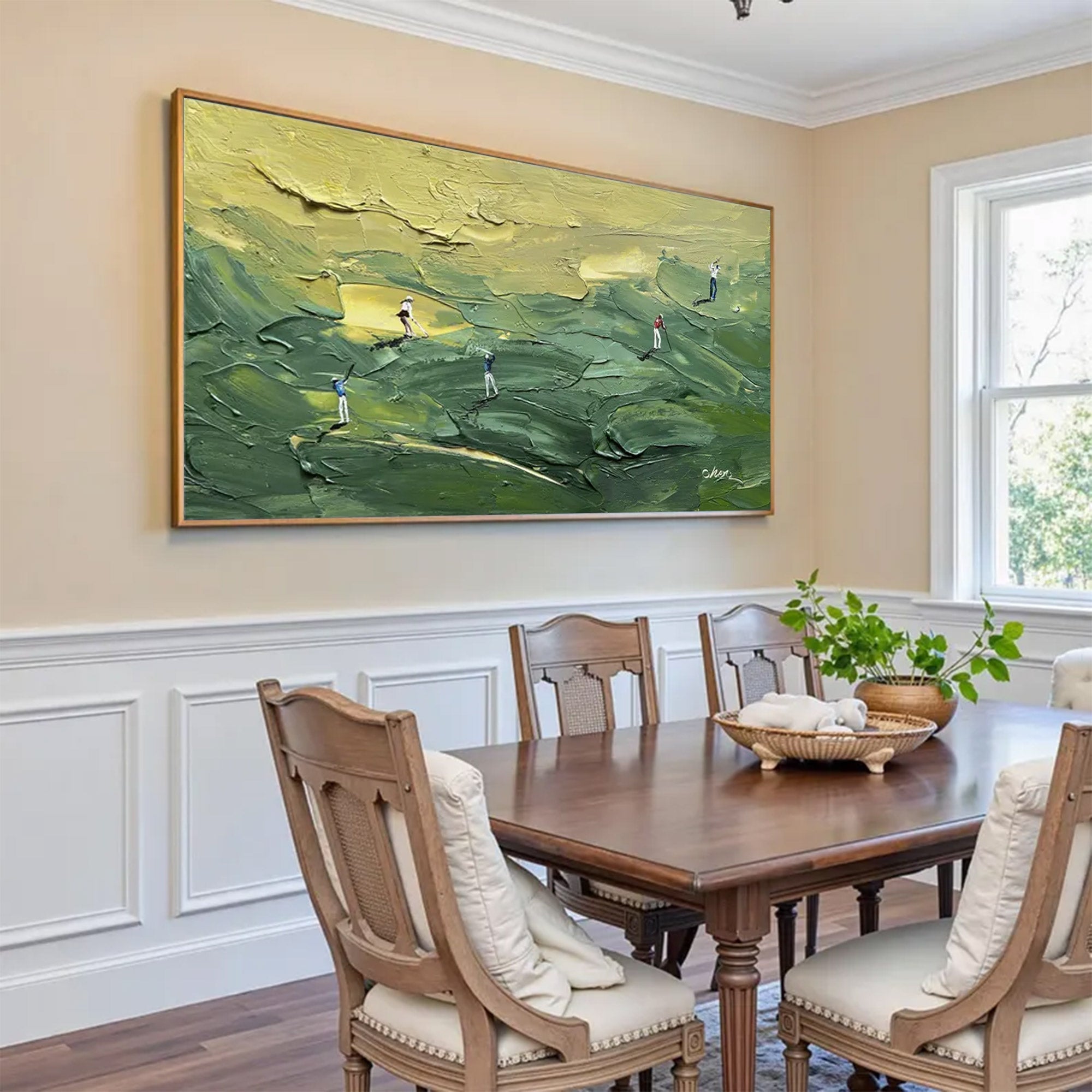 Large Abstract Green Impasto Canvas | MuroArt #WGA 034