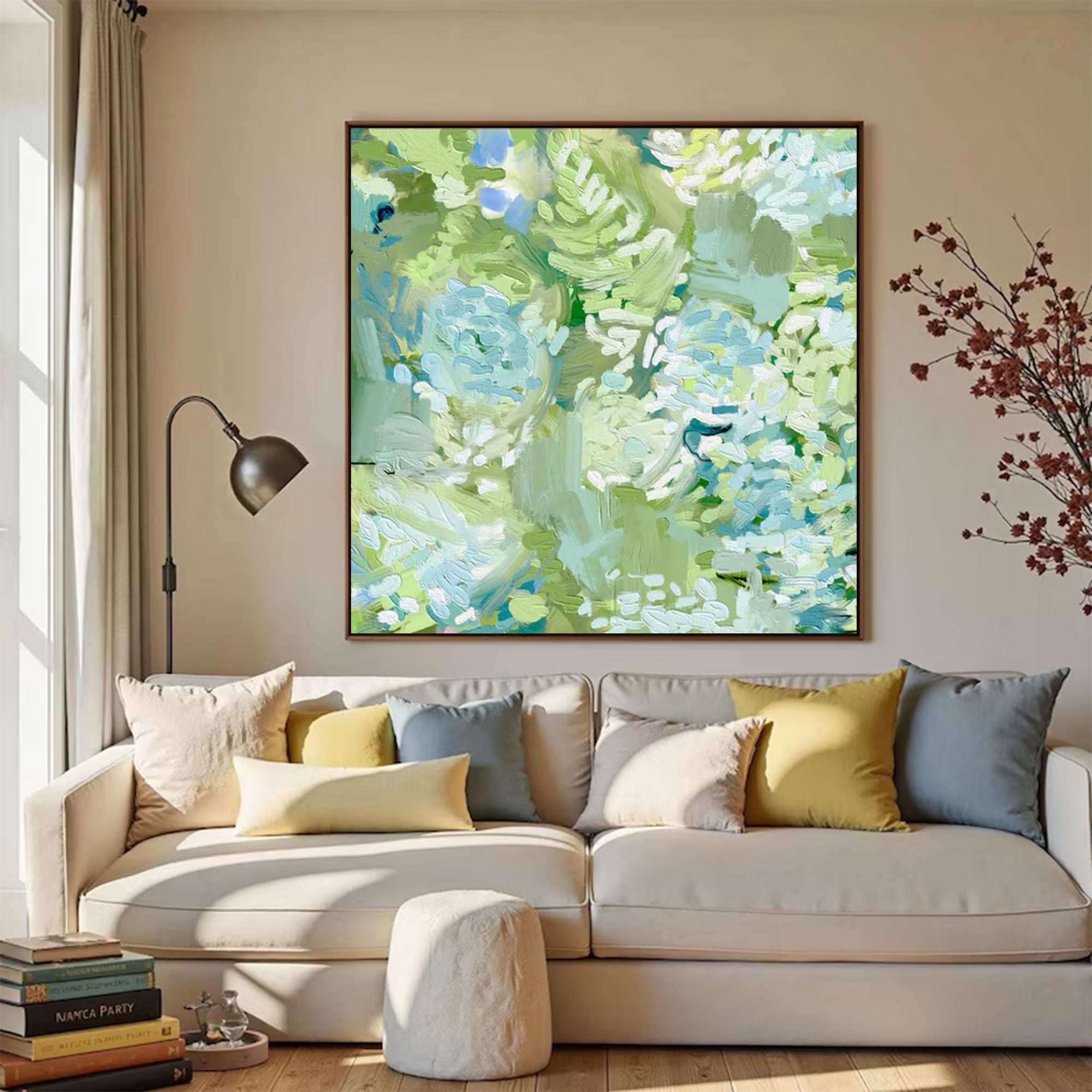 Large Square Abstract Green Garden Art | MuroArt #WGA 032