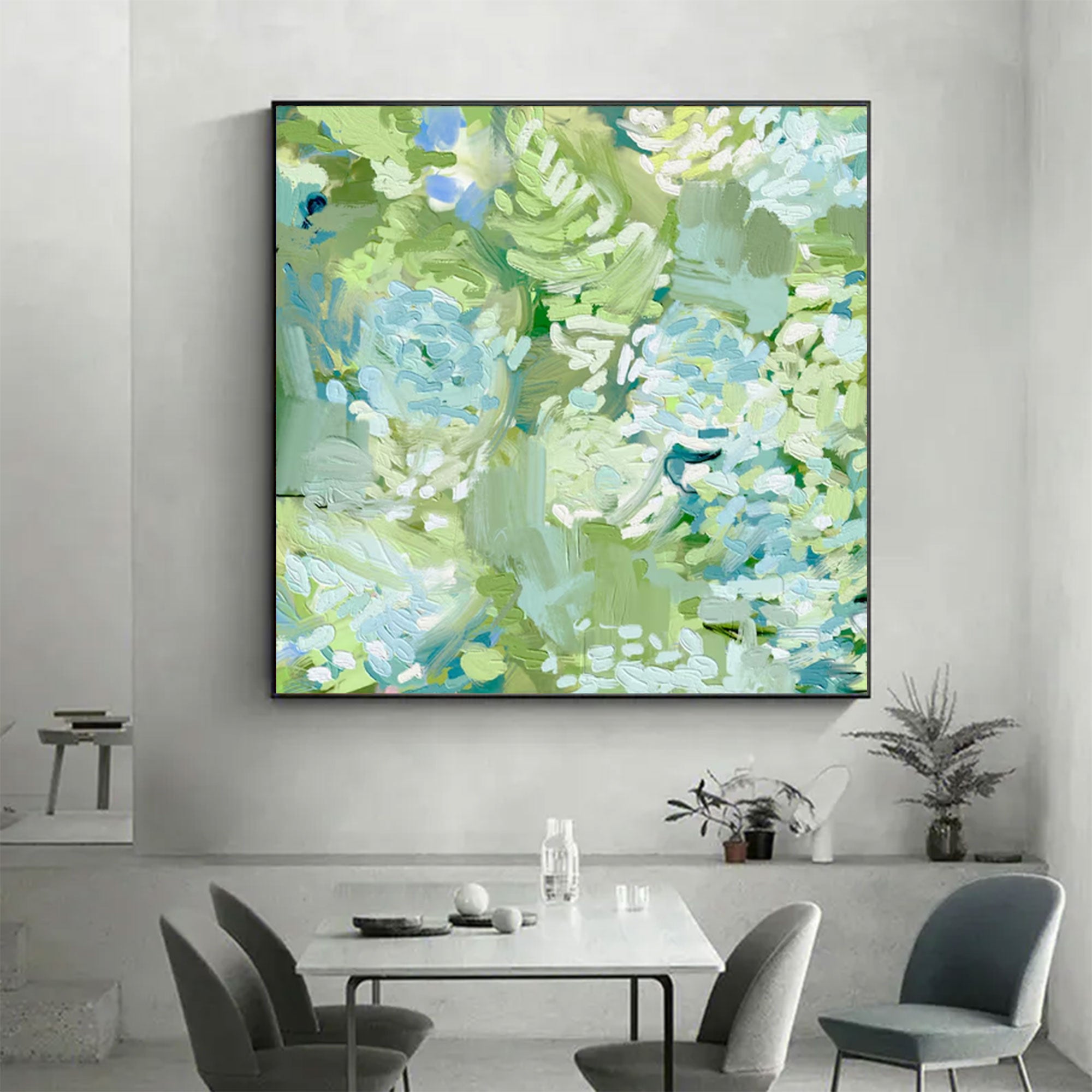 Large Square Abstract Green Garden Art | MuroArt #WGA 032