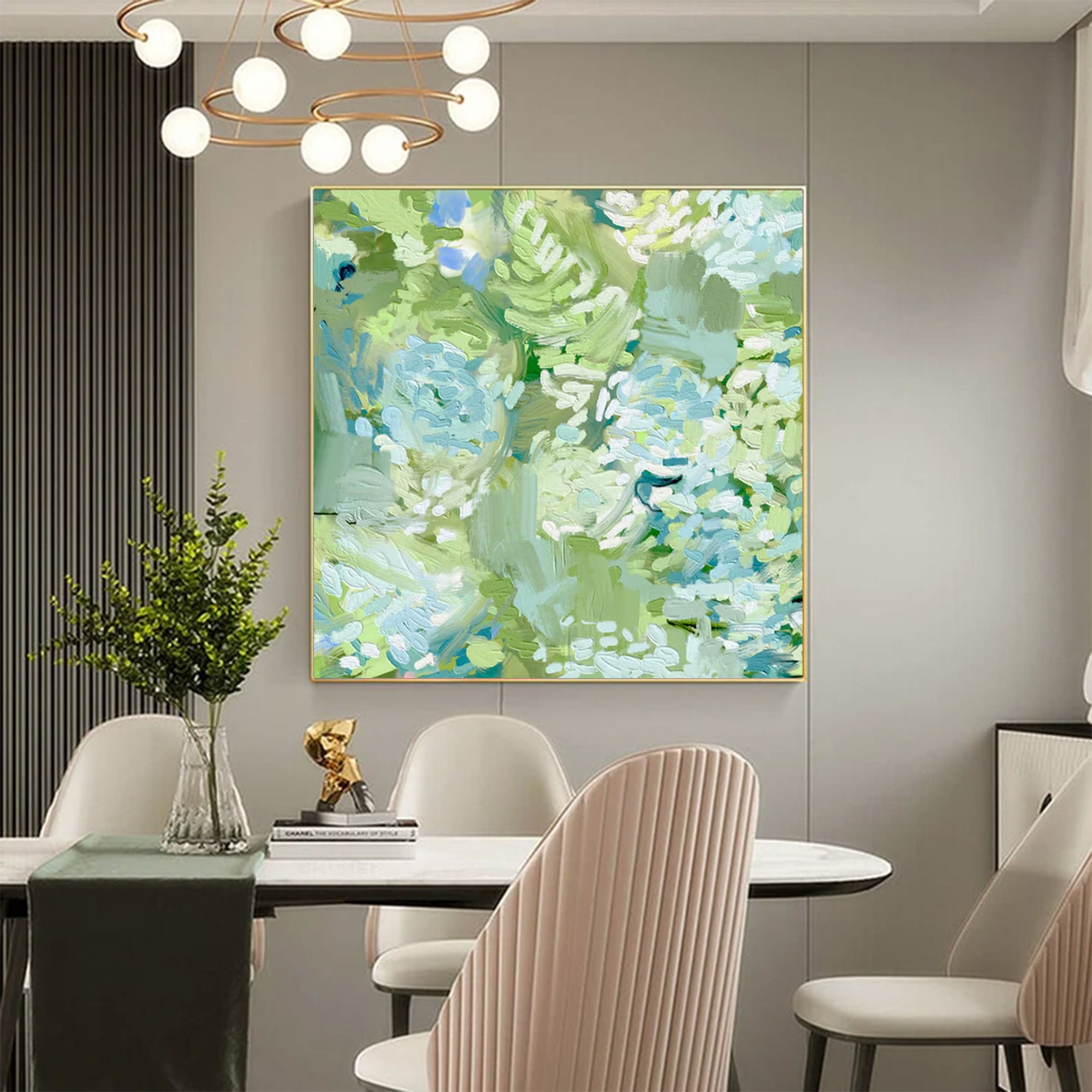 Large Square Abstract Green Garden Art | MuroArt #WGA 032