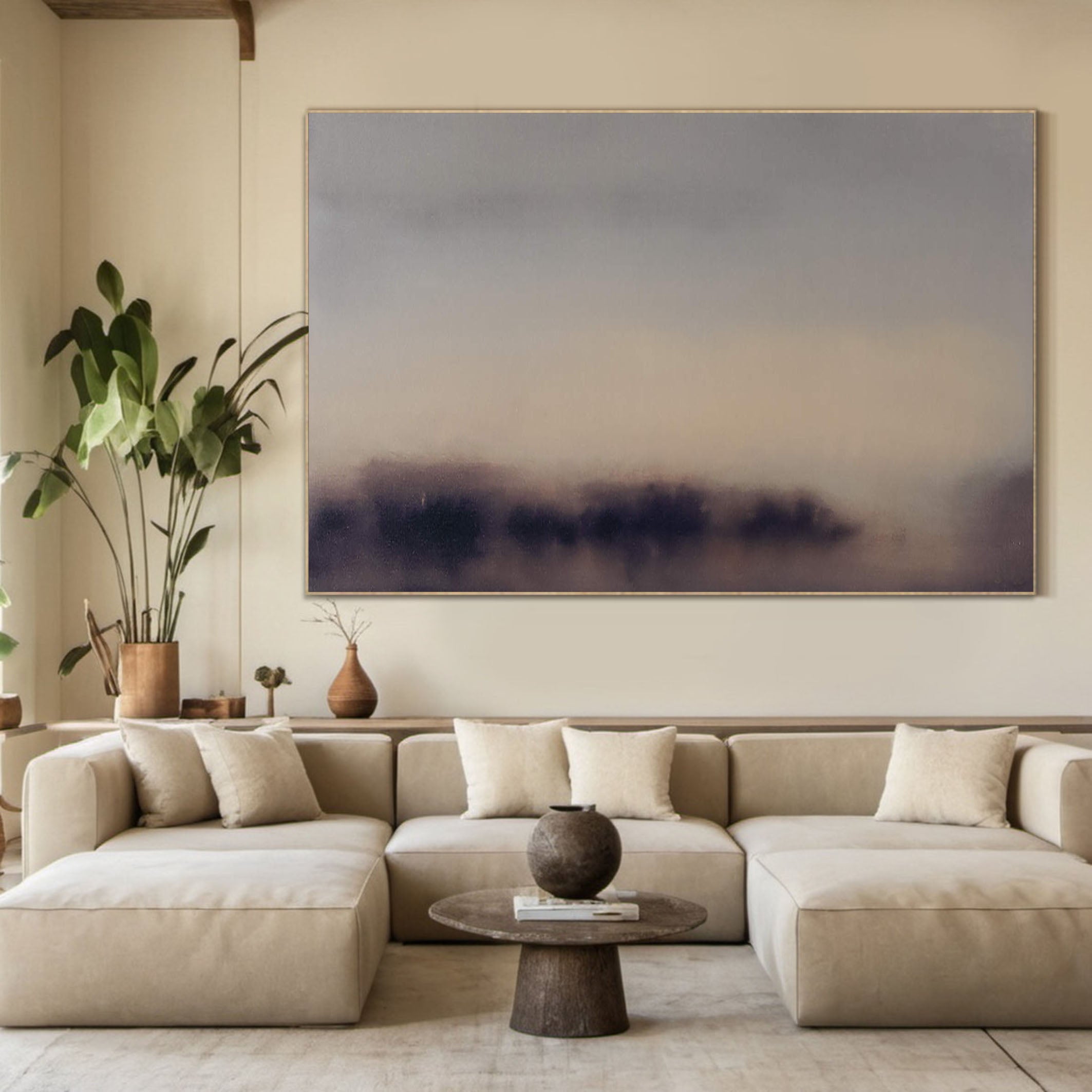Abstract Horizon Landscape and Mist, Blended Purple and Beige #BGA 121