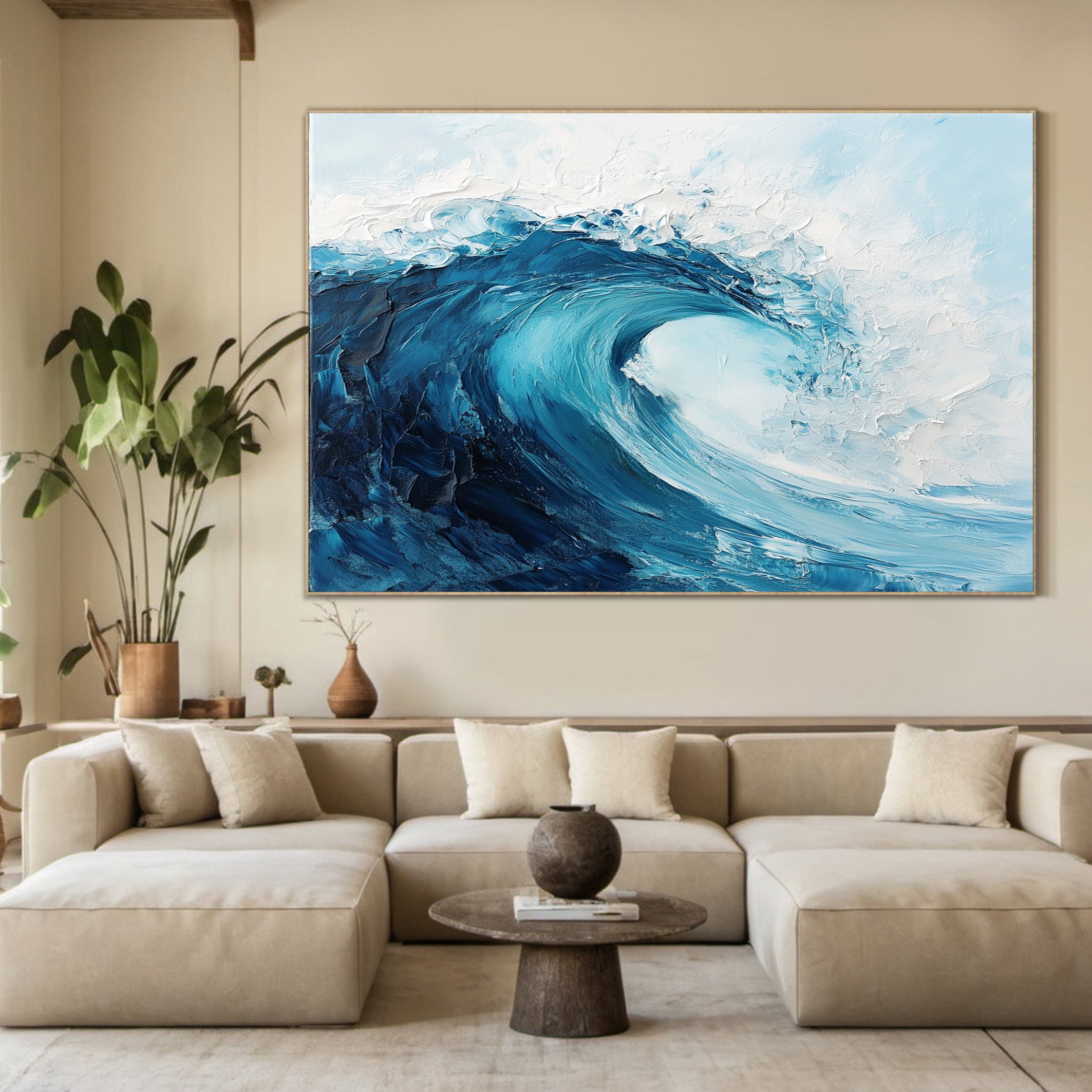Sculpted Swell: Bold Impasto Wave, Richly Textured Ocean Art #BGA 230