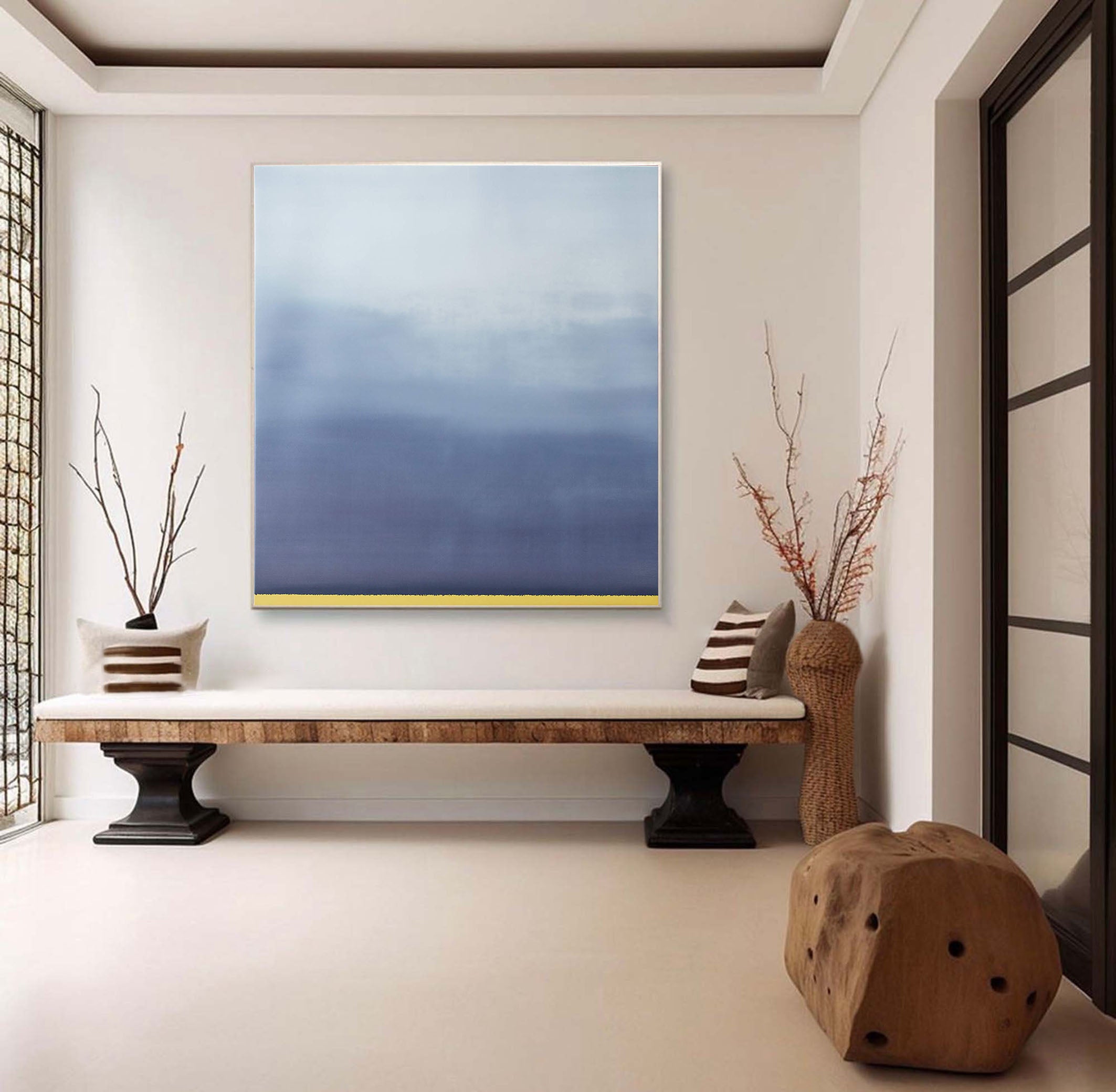 Soft Blue to Light Gradient, Warm Line, Minimalist Landscape #BGA 129