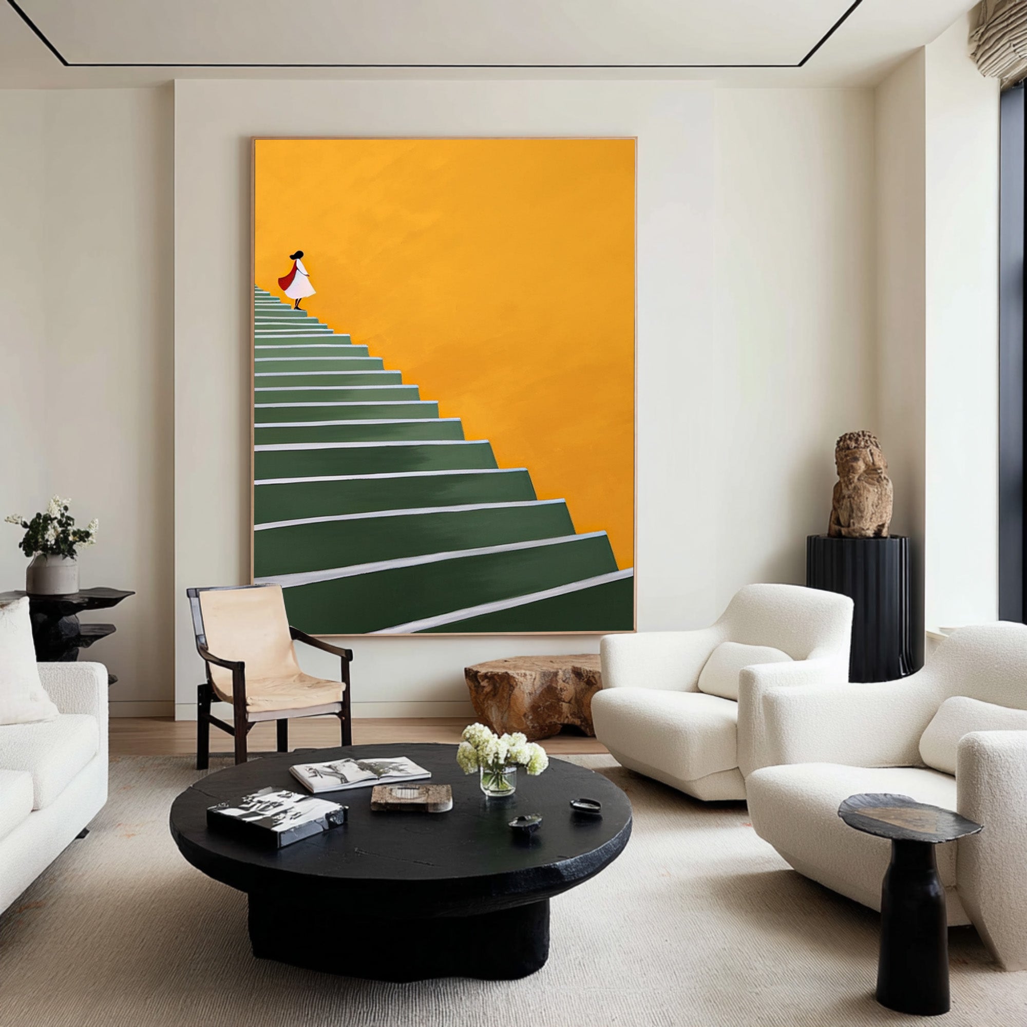 Large Contemporary Abstract Oil Painting, Minimalist Figure Wall Art for Modern Interiors #WAC 012