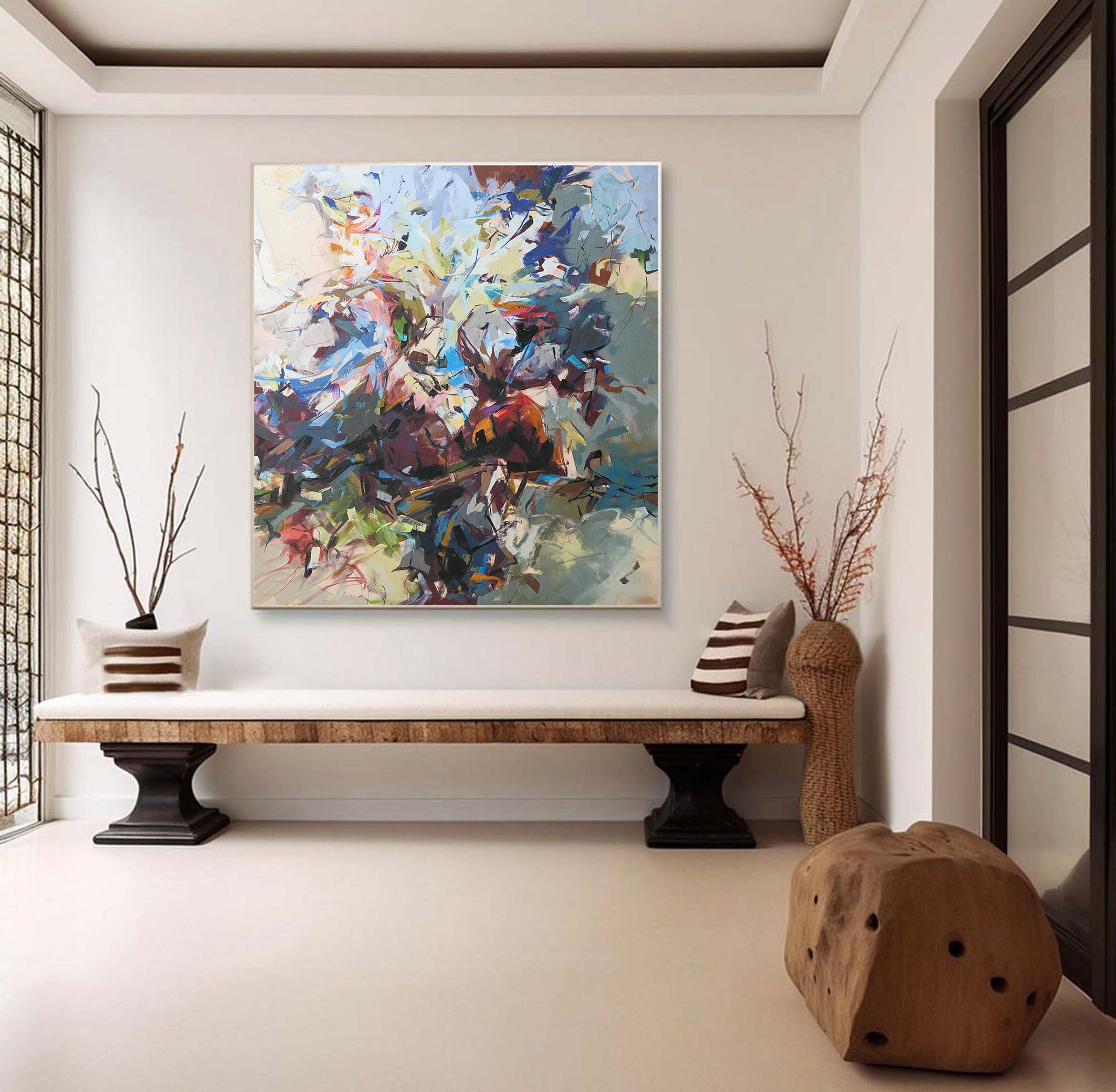 Colorful Brushstroke Abstract Wall Art in Swirling Forms #BGA 127