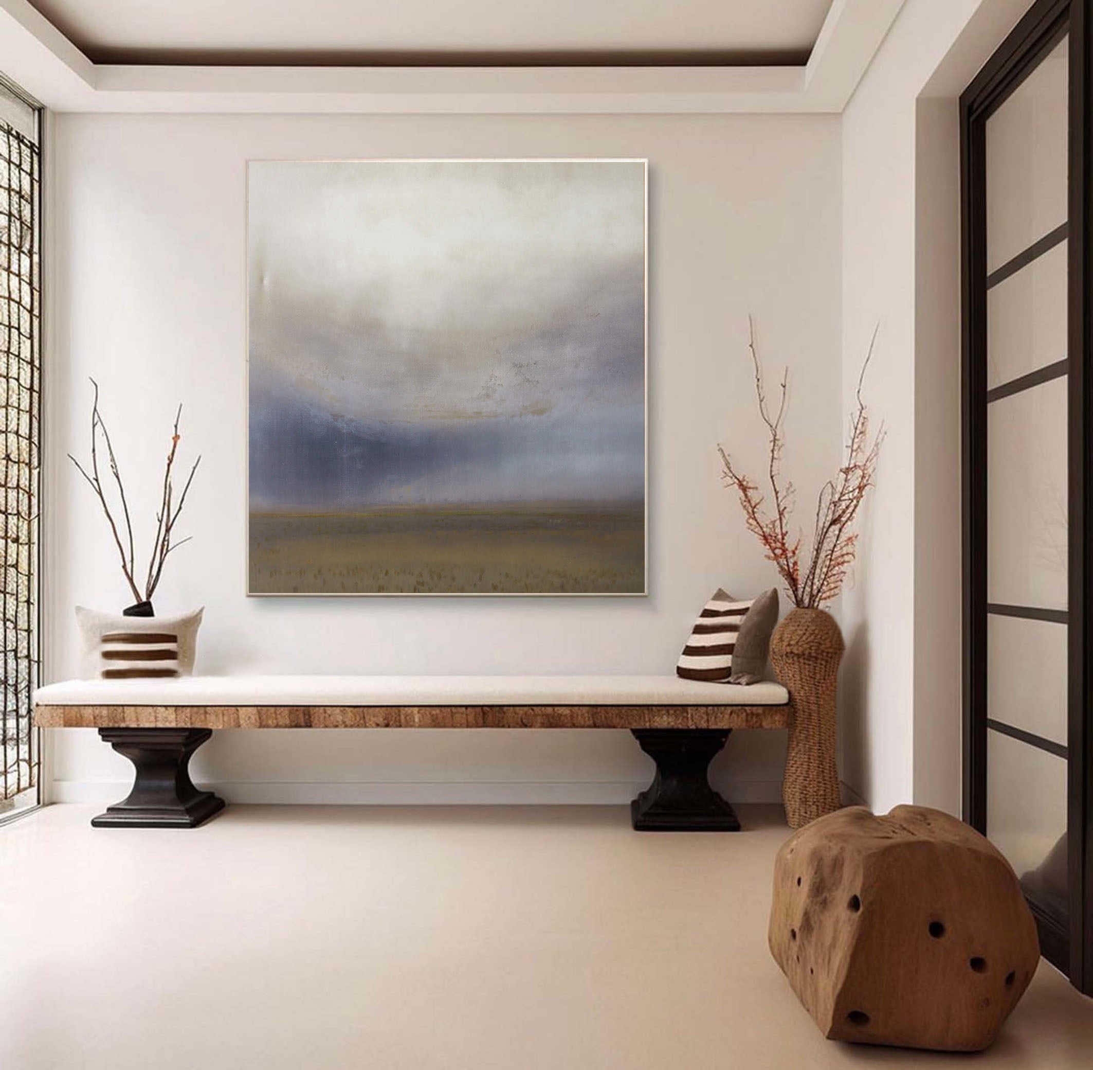 Soft Blended Horizon with Distant Field, Framed Wall Art #BGA 128