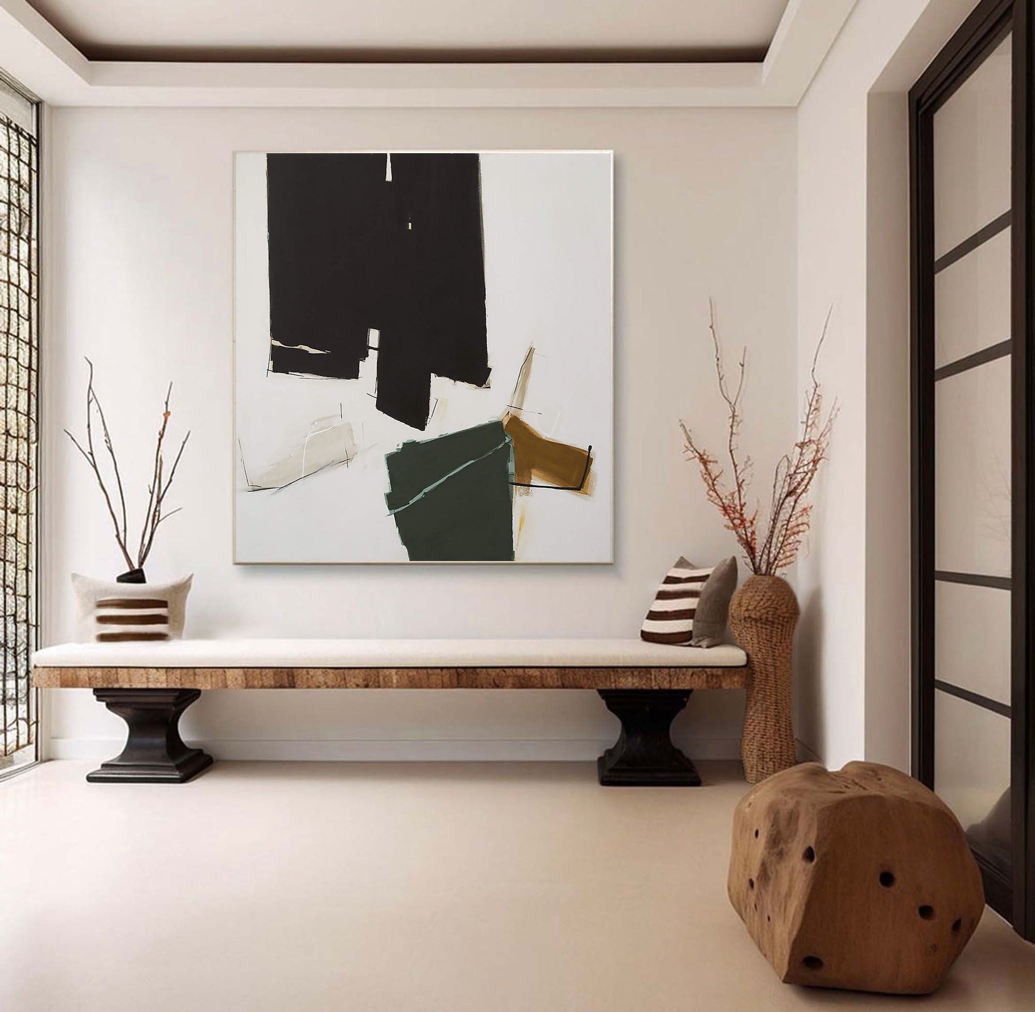 Black and Color Abstraction, Framed Contemporary Wall Art #BGA 125