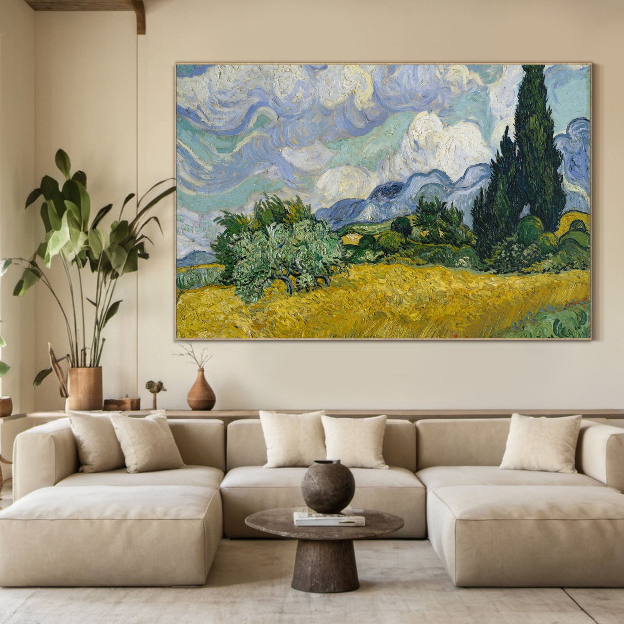 Wheat Field with Cypresses, Van Gogh Inspired Wall Art #BGA 108
