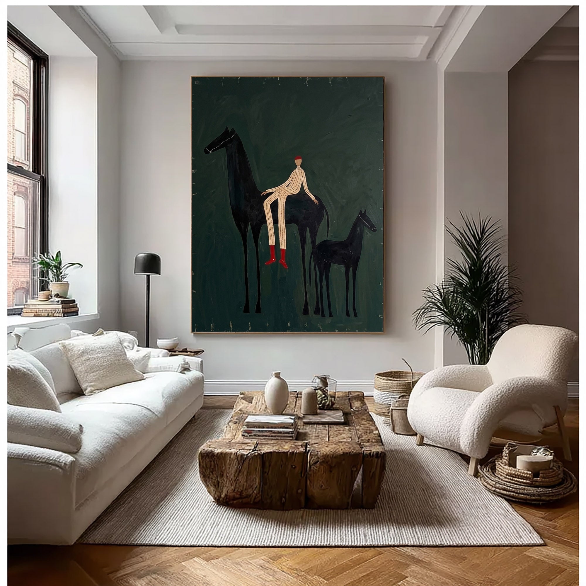 Large Cowboy Horse Wall Art Contemporary Western Horse Painting
