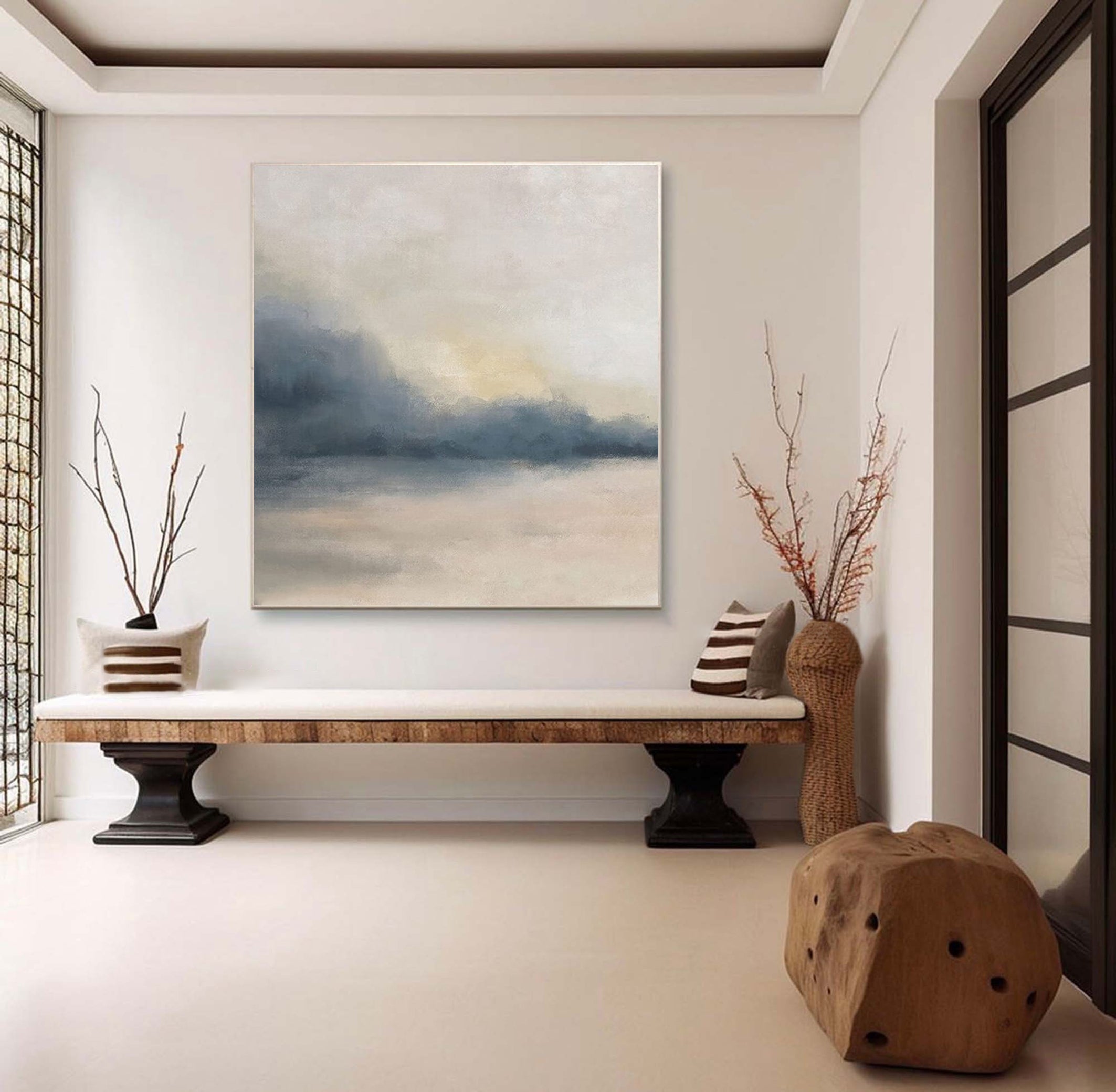 Ethereal Shores: Abstract Landscape Art, Soft Muted Palette #BGA 218