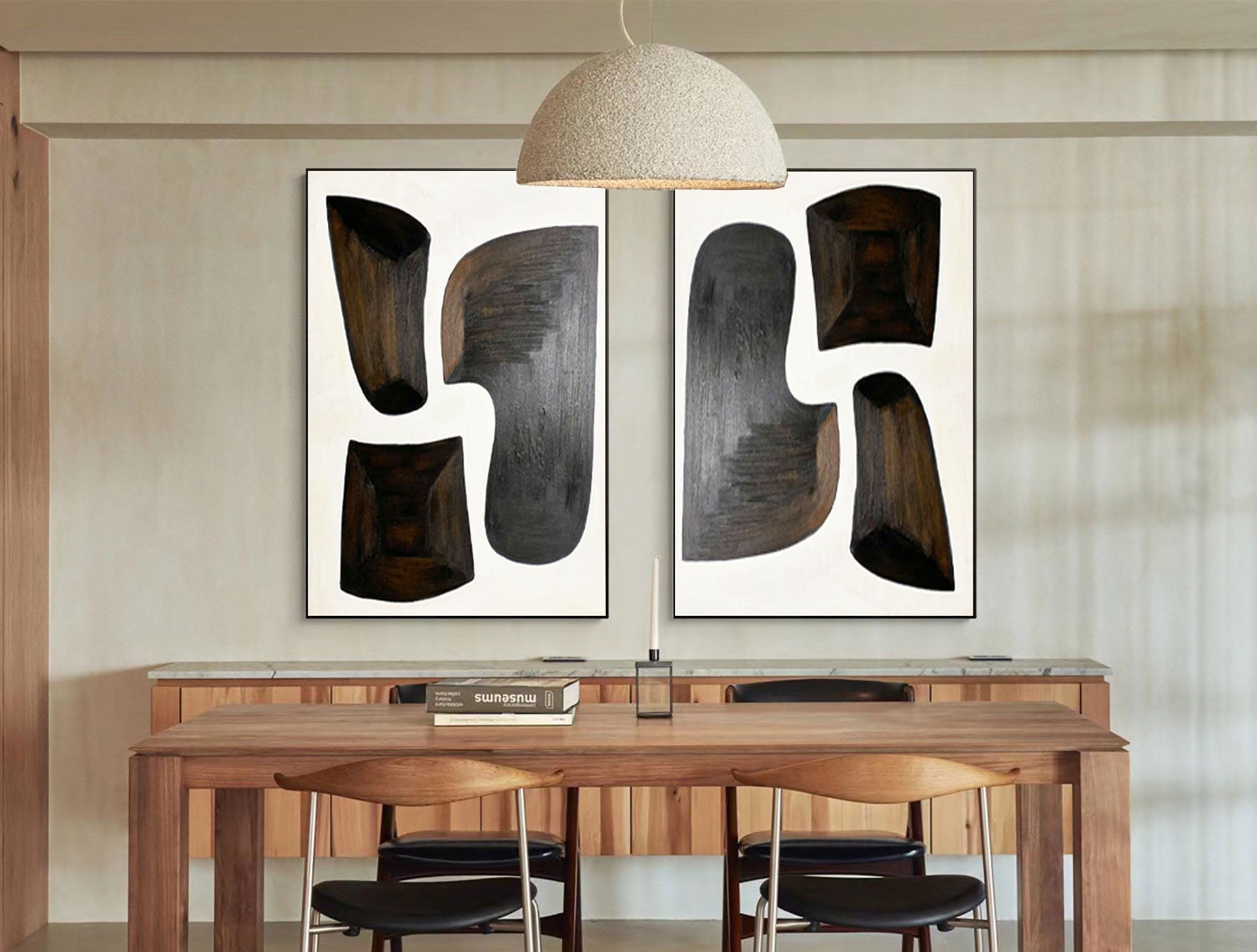 Black & White Abstract Painting Set Of 2 #BWS 011