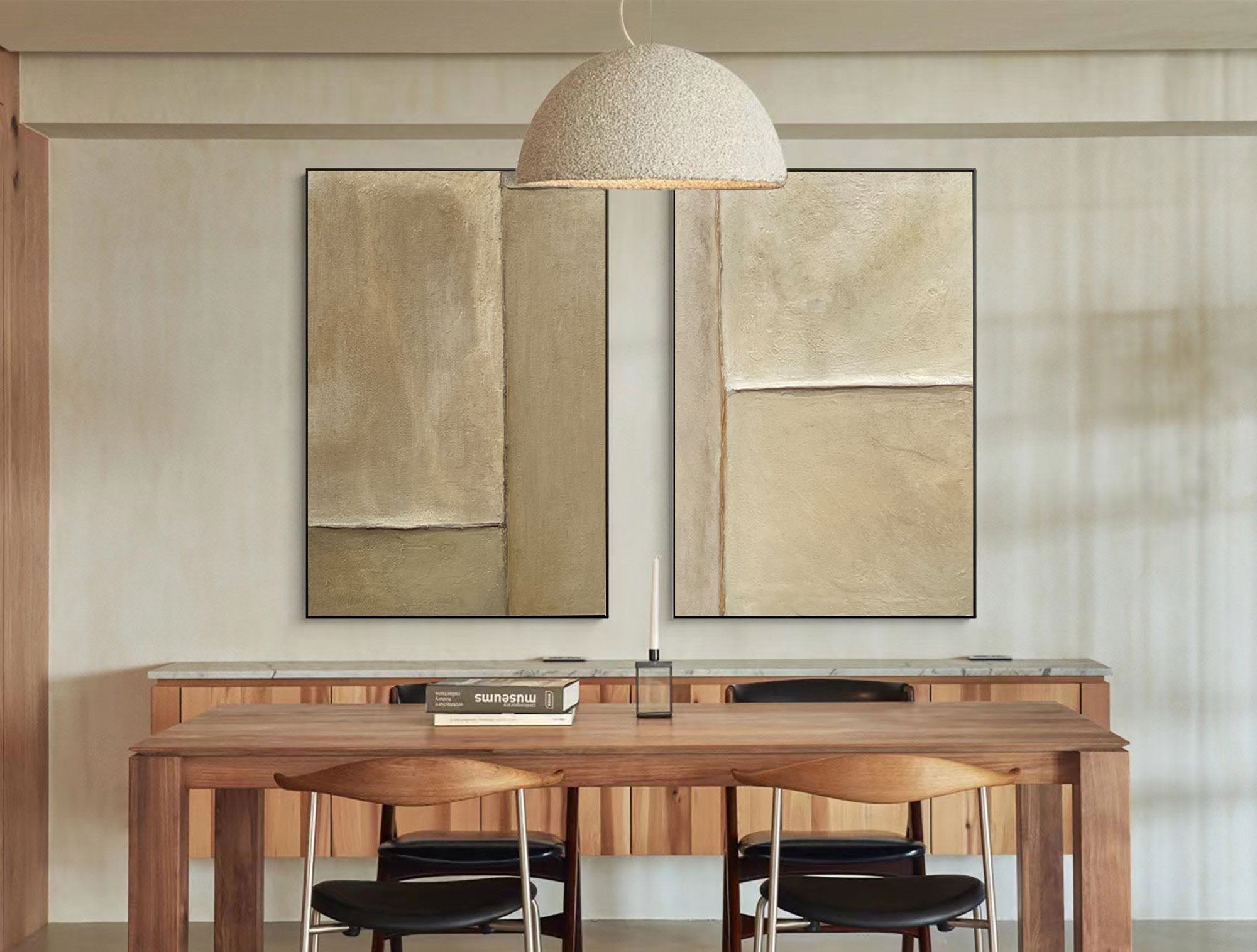 Beige & Brown Minimalist Painting Set Of 2 #BBS 017