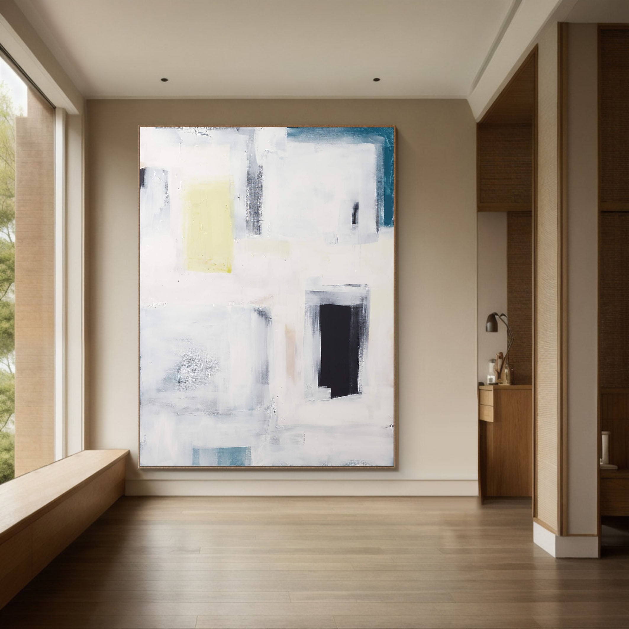 Geometric Abstraction in Soft Tones, Modern Minimalist Art #BGA 091