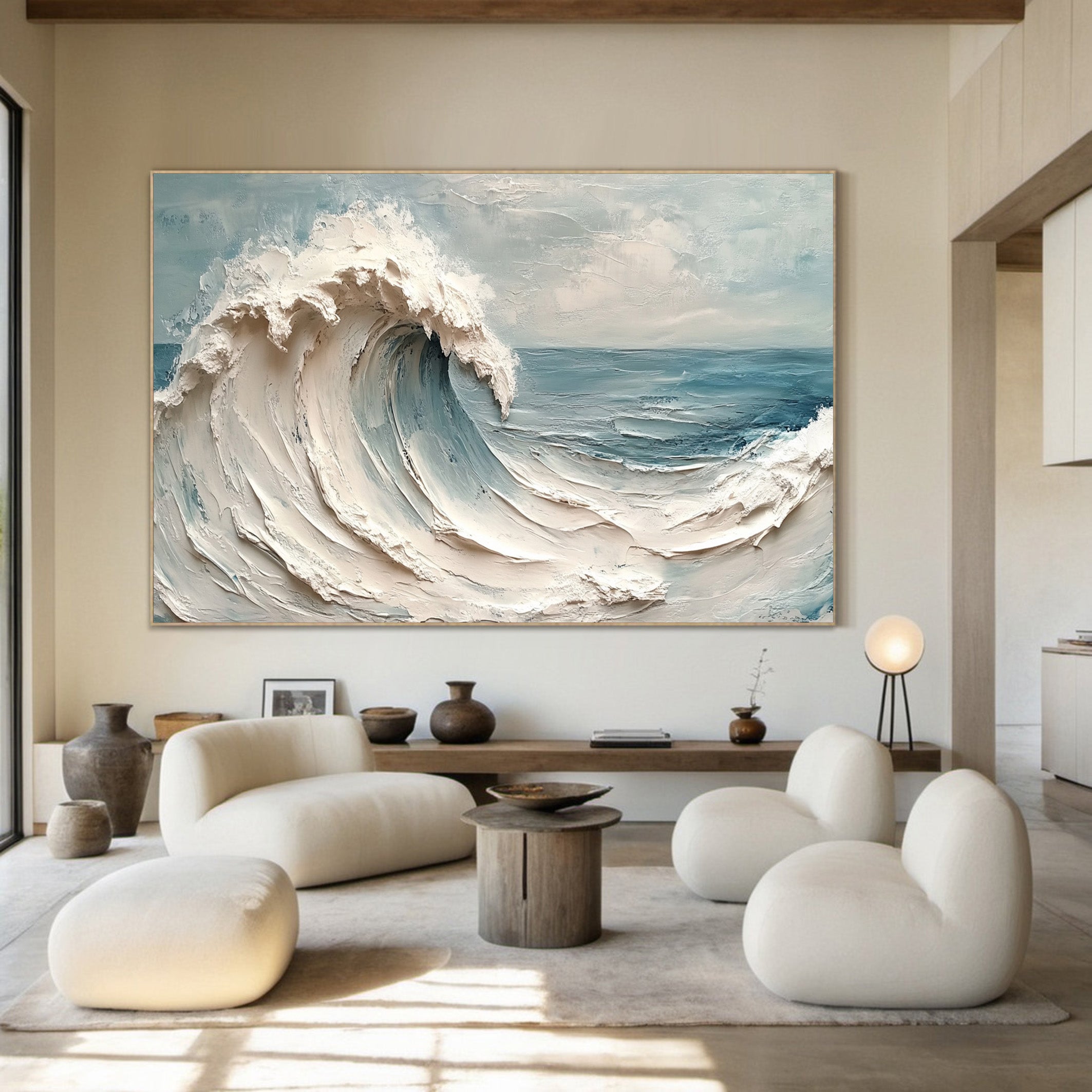 Impasto Ocean Wave Painting, Dynamic Seascape Wall Art #BGA 263