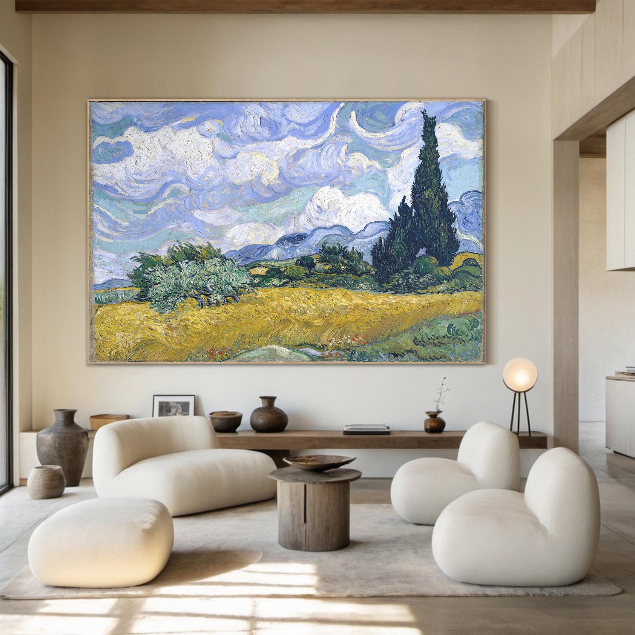 Wheat Field with Cypresses, Van Gogh Inspired Wall Art #BGA 103