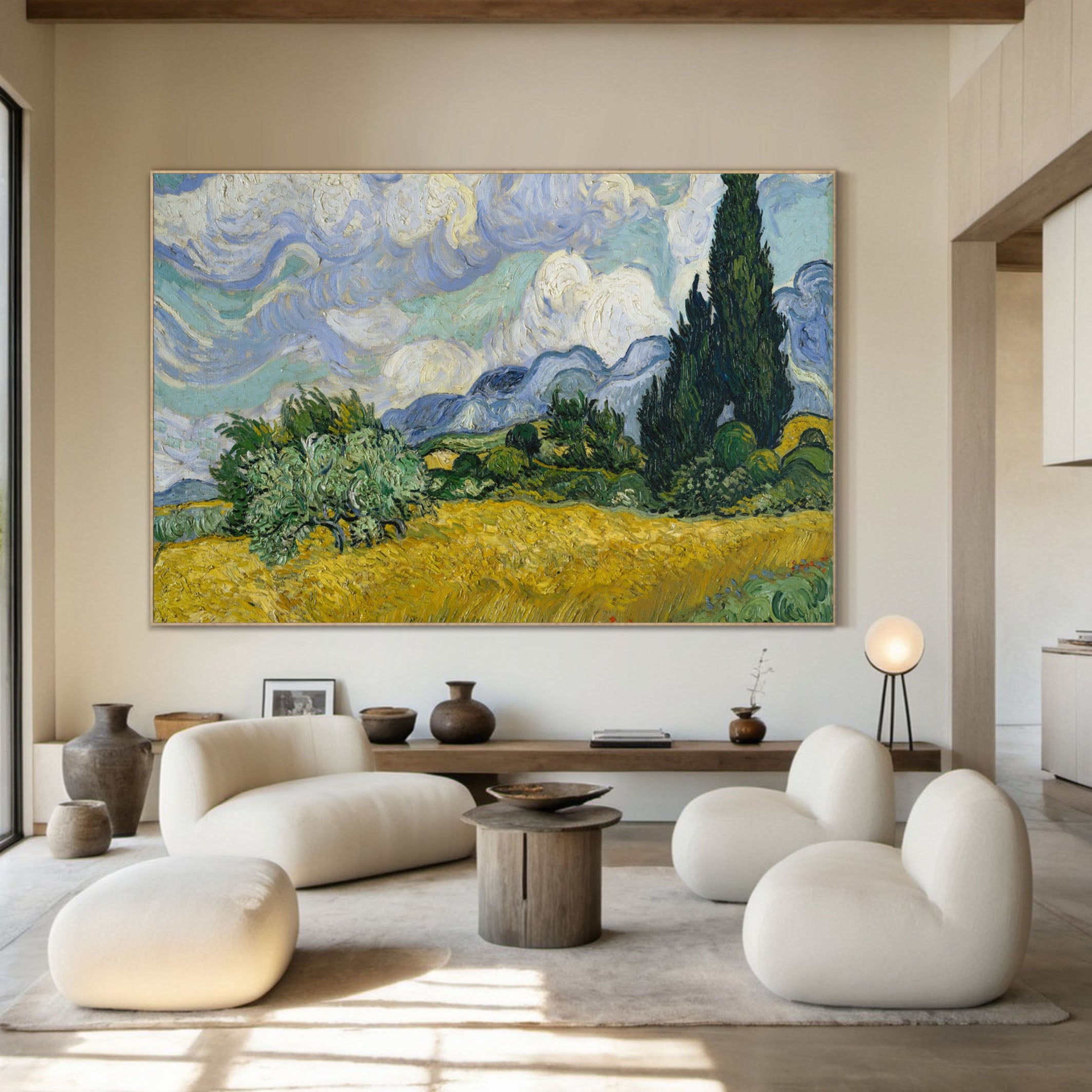 Wheat Field with Cypresses, Van Gogh Inspired Wall Art #BGA 108