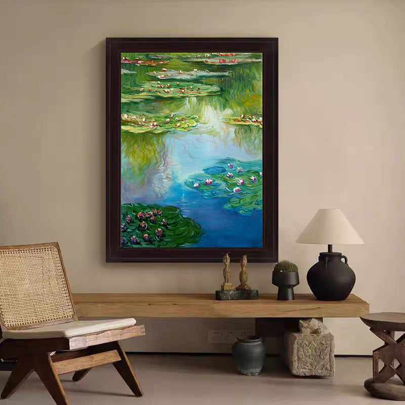 Monet's Water Lilies Tribute, Vertical Impressionist Depth #BGA 179