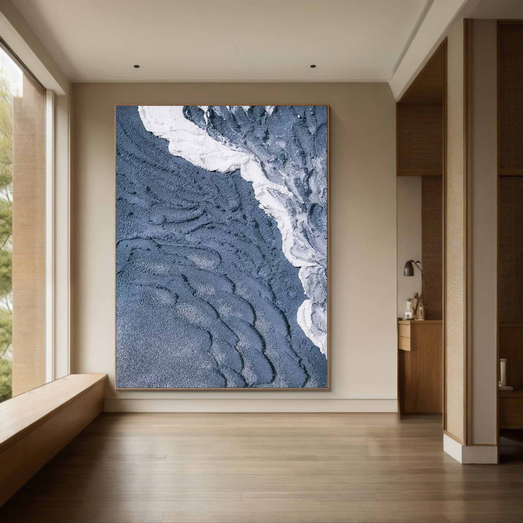Contemporary Overhead Ocean Painting, Tactile Water Texture #BGA 245