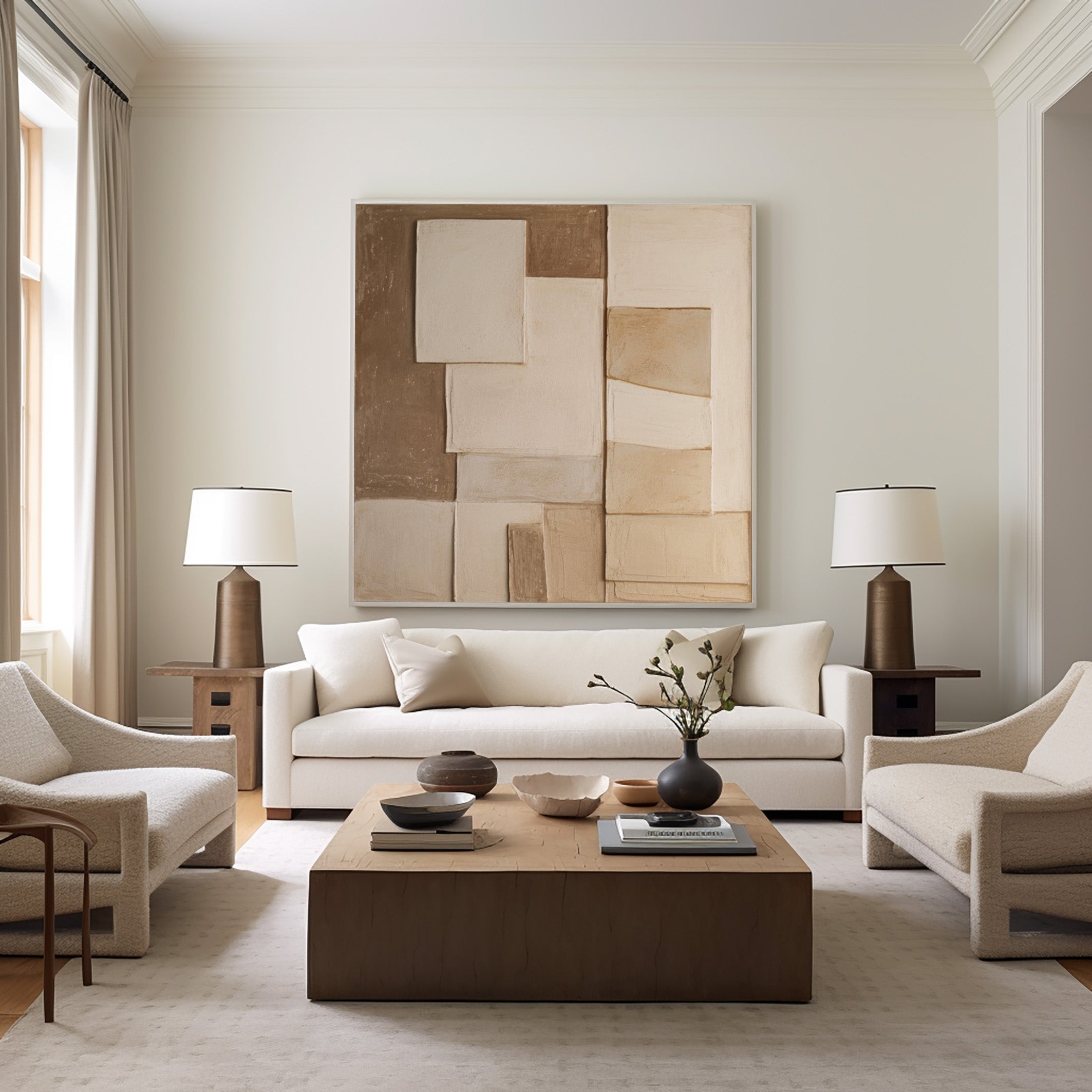 Wabi Sabi Neutral Canvas with Softly Textured Imperfect Forms #BGA 289
