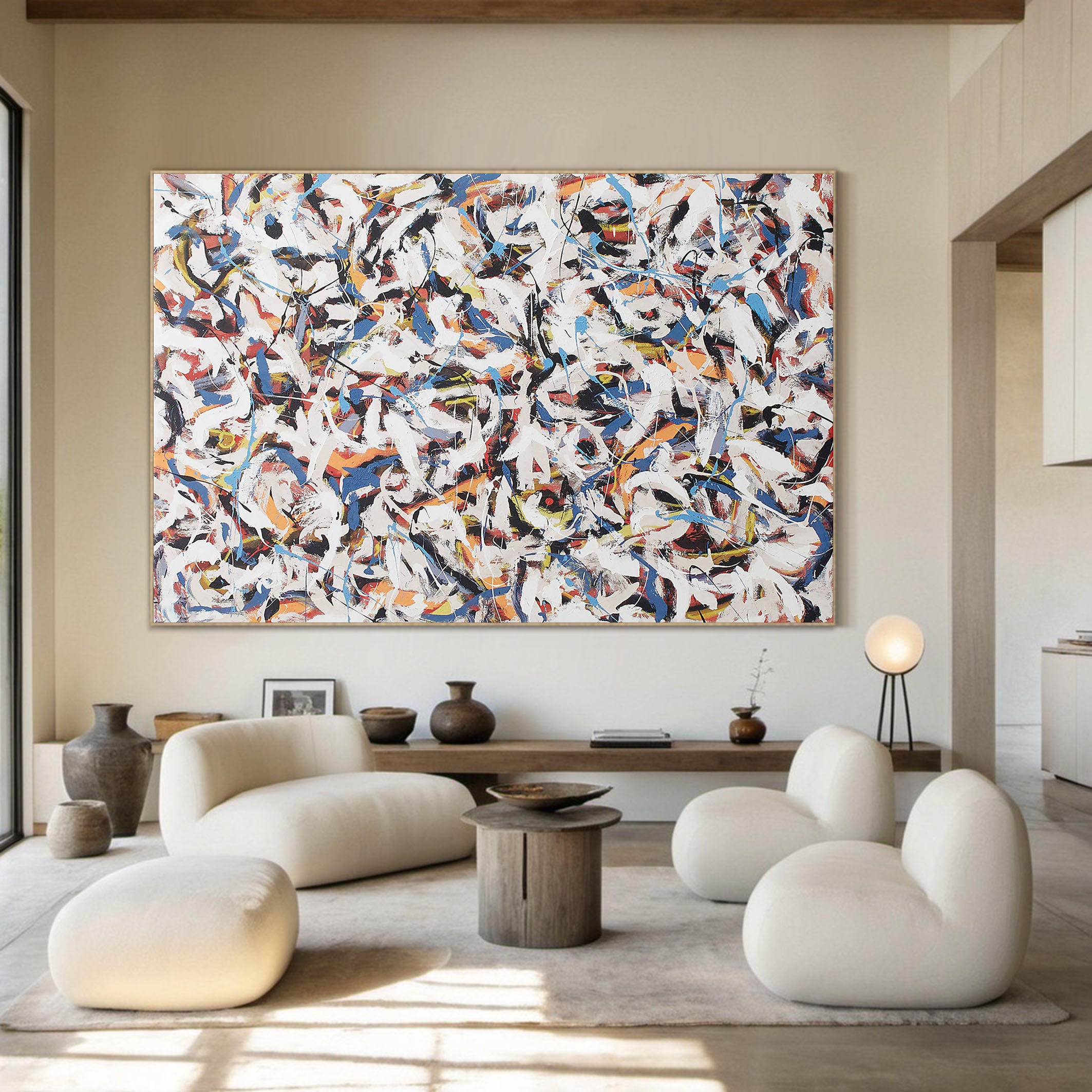 Colorful Abstract with Dynamic Brushwork, Contemporary Canvas #BGA 119