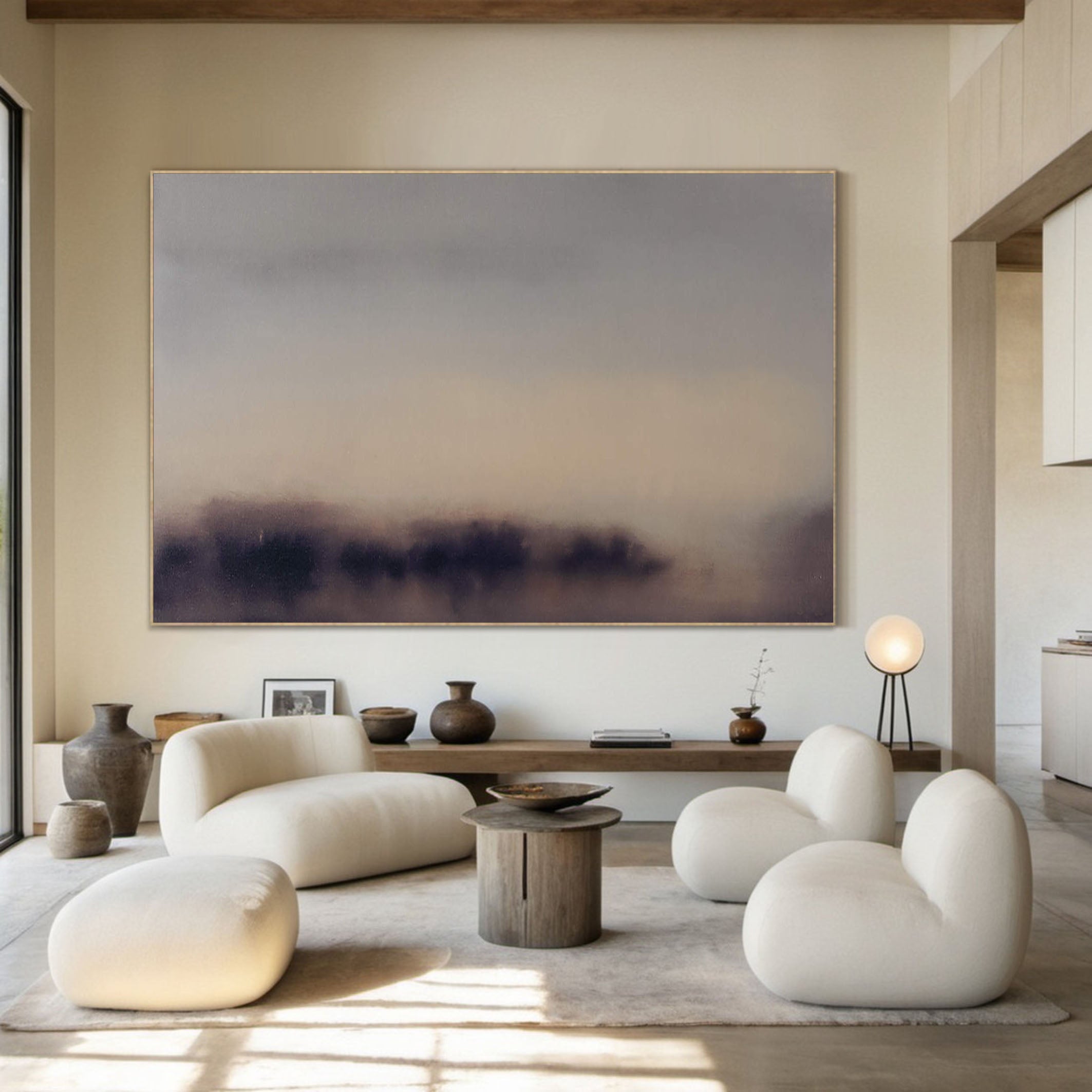 Abstract Horizon Landscape and Mist, Blended Purple and Beige #BGA 121