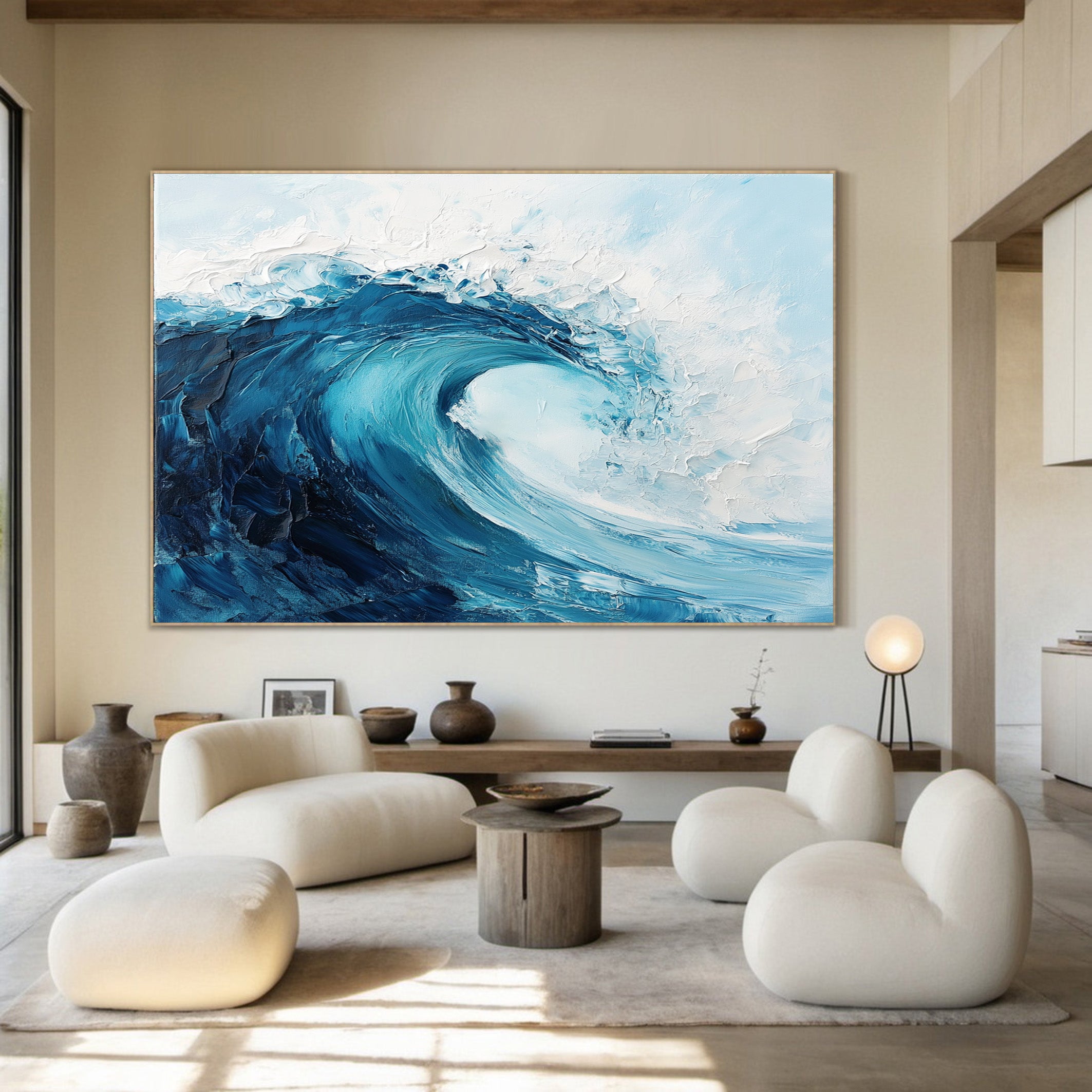 Sculpted Swell: Bold Impasto Wave, Richly Textured Ocean Art #BGA 230