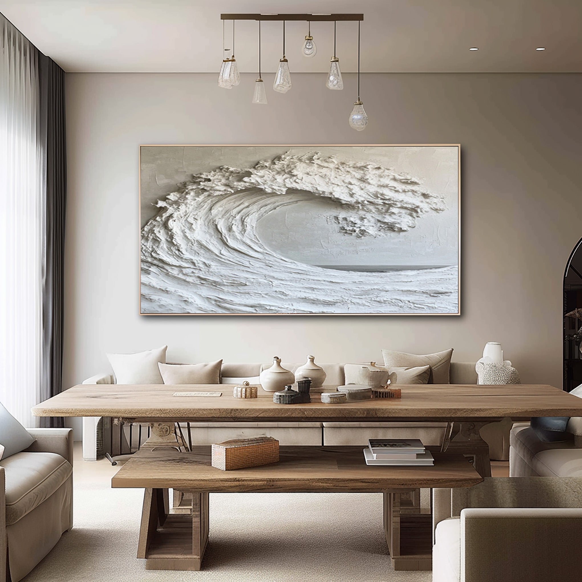 Impasto Ocean Painting Modern Beach House Wall Art #WG 048