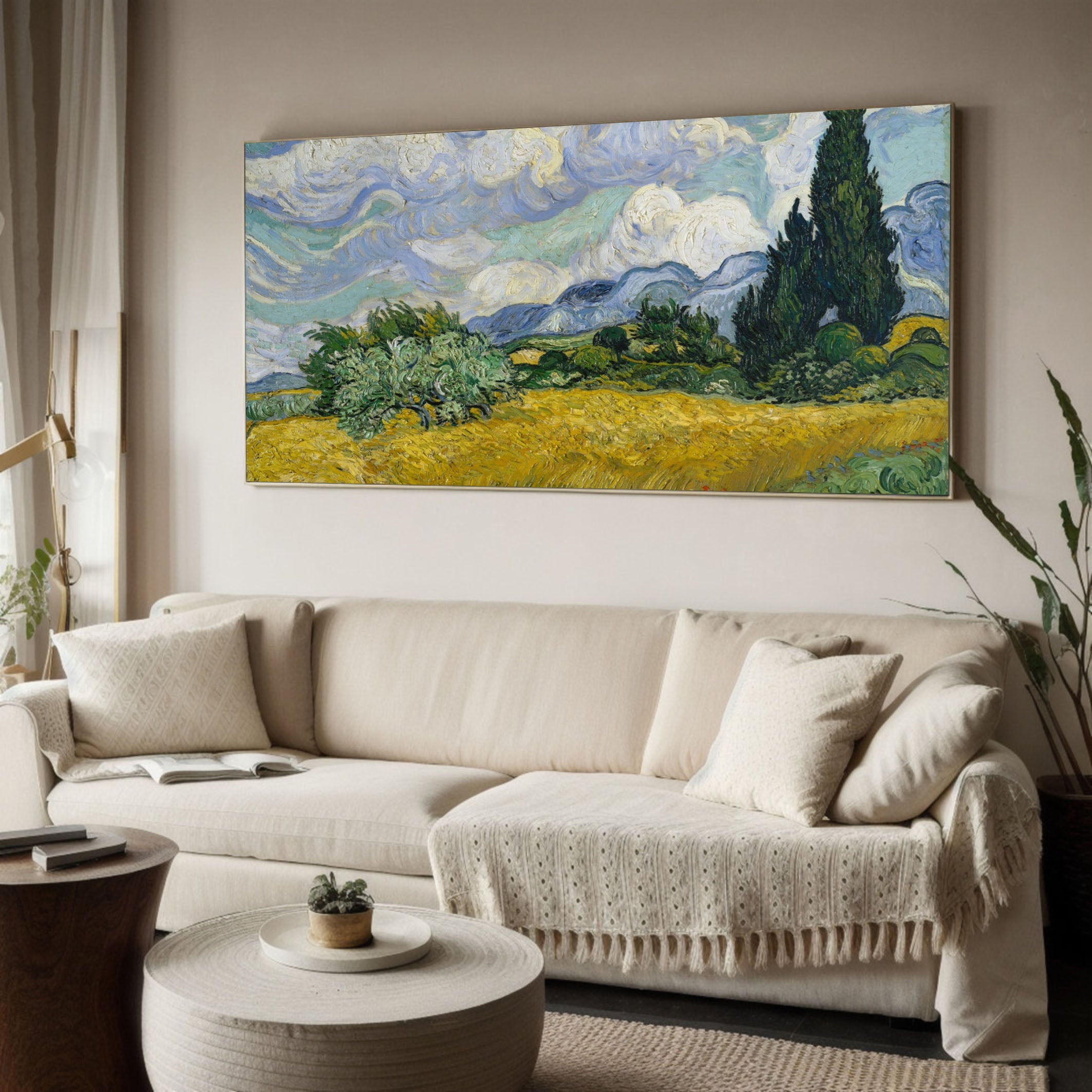 Wheat Field with Cypresses, Van Gogh Inspired Wall Art #BGA 108