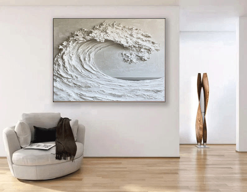 Impasto Ocean Painting Modern Beach House Wall Art #WG 048