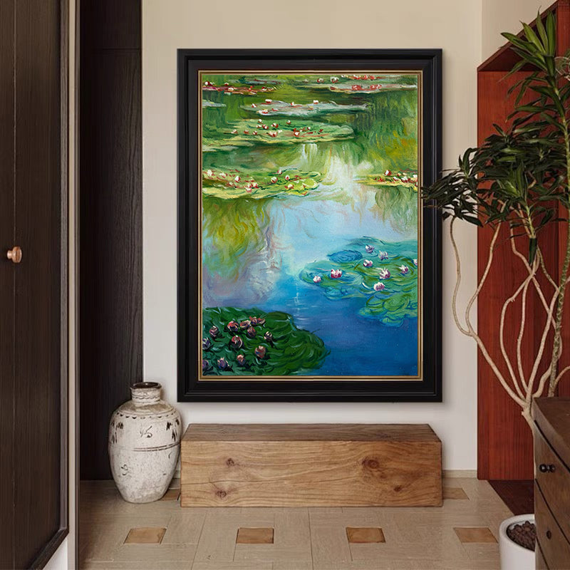 Monet's Water Lilies Tribute, Vertical Impressionist Depth #BGA 179