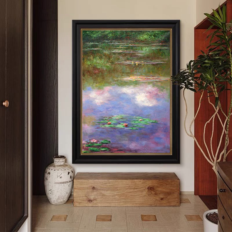 Monet Style Water Lilies, Vertical Floral Abstract #BGA 180