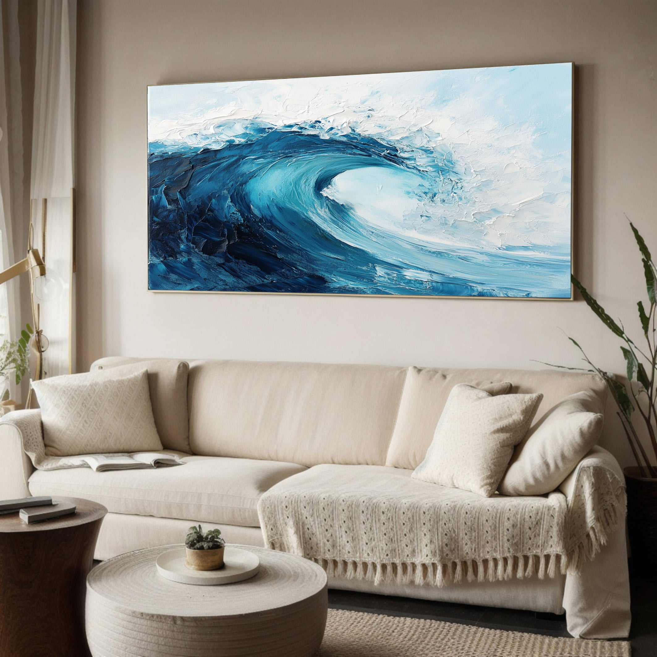 Sculpted Swell: Bold Impasto Wave, Richly Textured Ocean Art #BGA 230