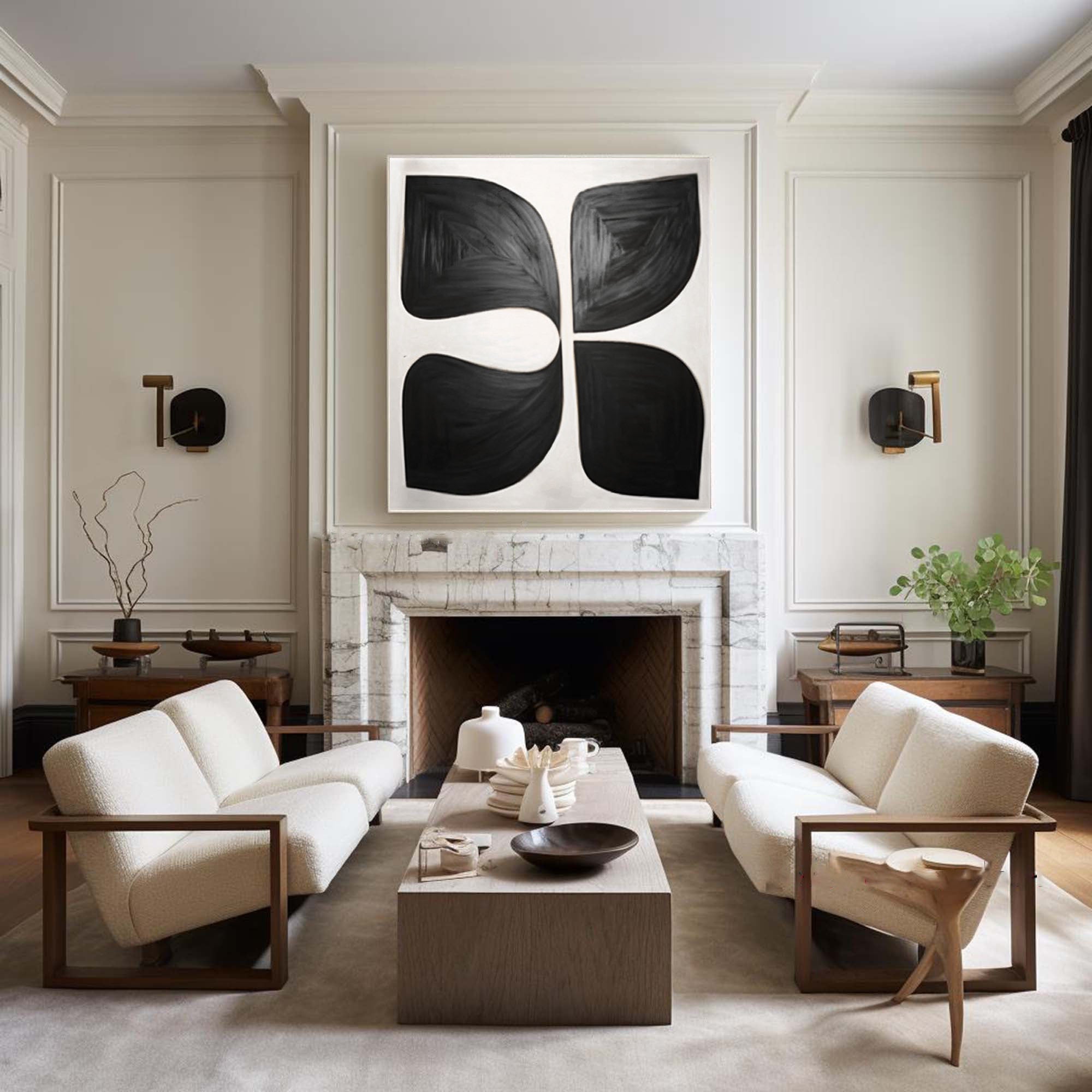 Black & White Abstract Painting #BWA 013